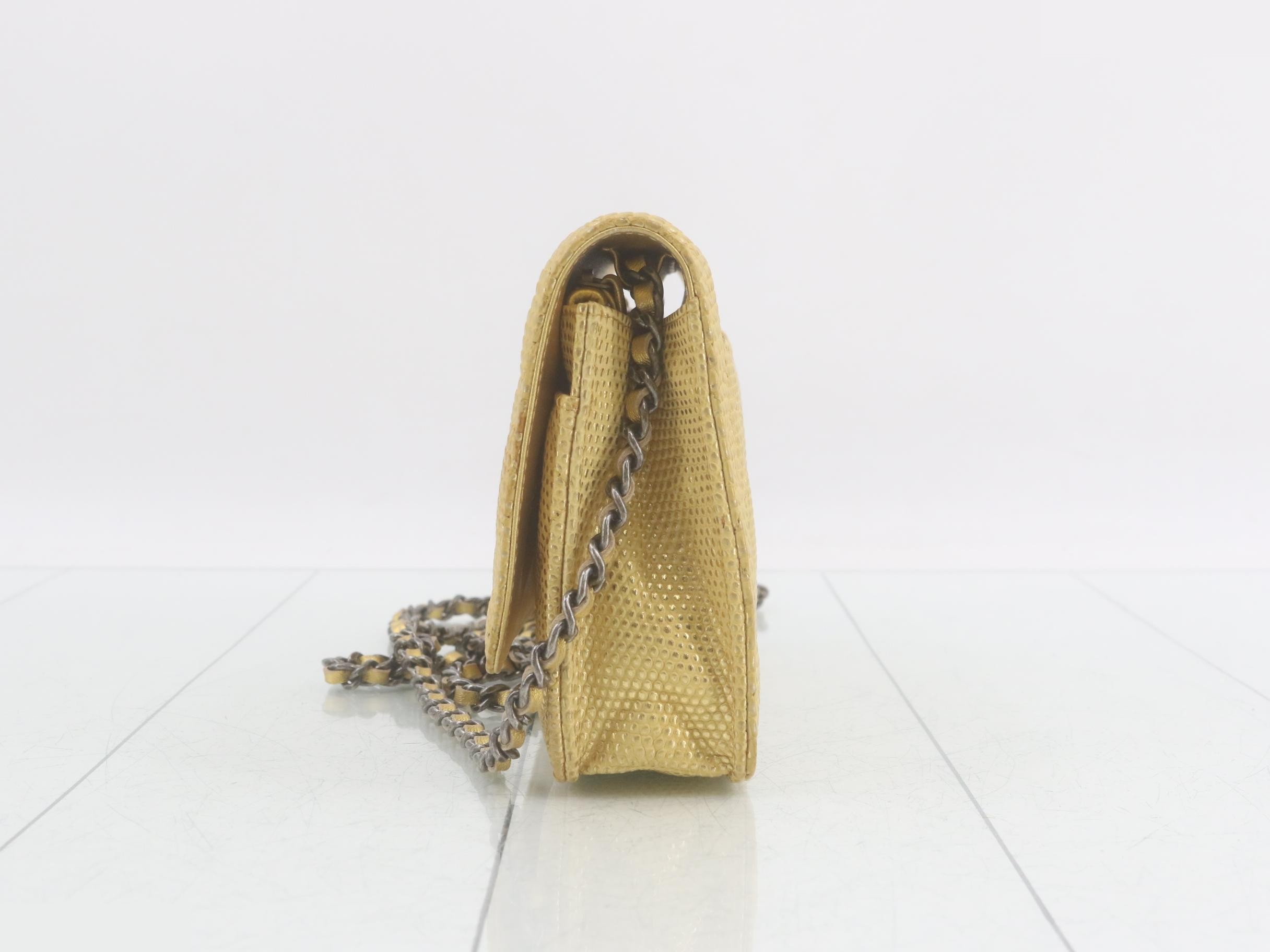 Lizard Gold Matelassé Chain Wallet — view 3