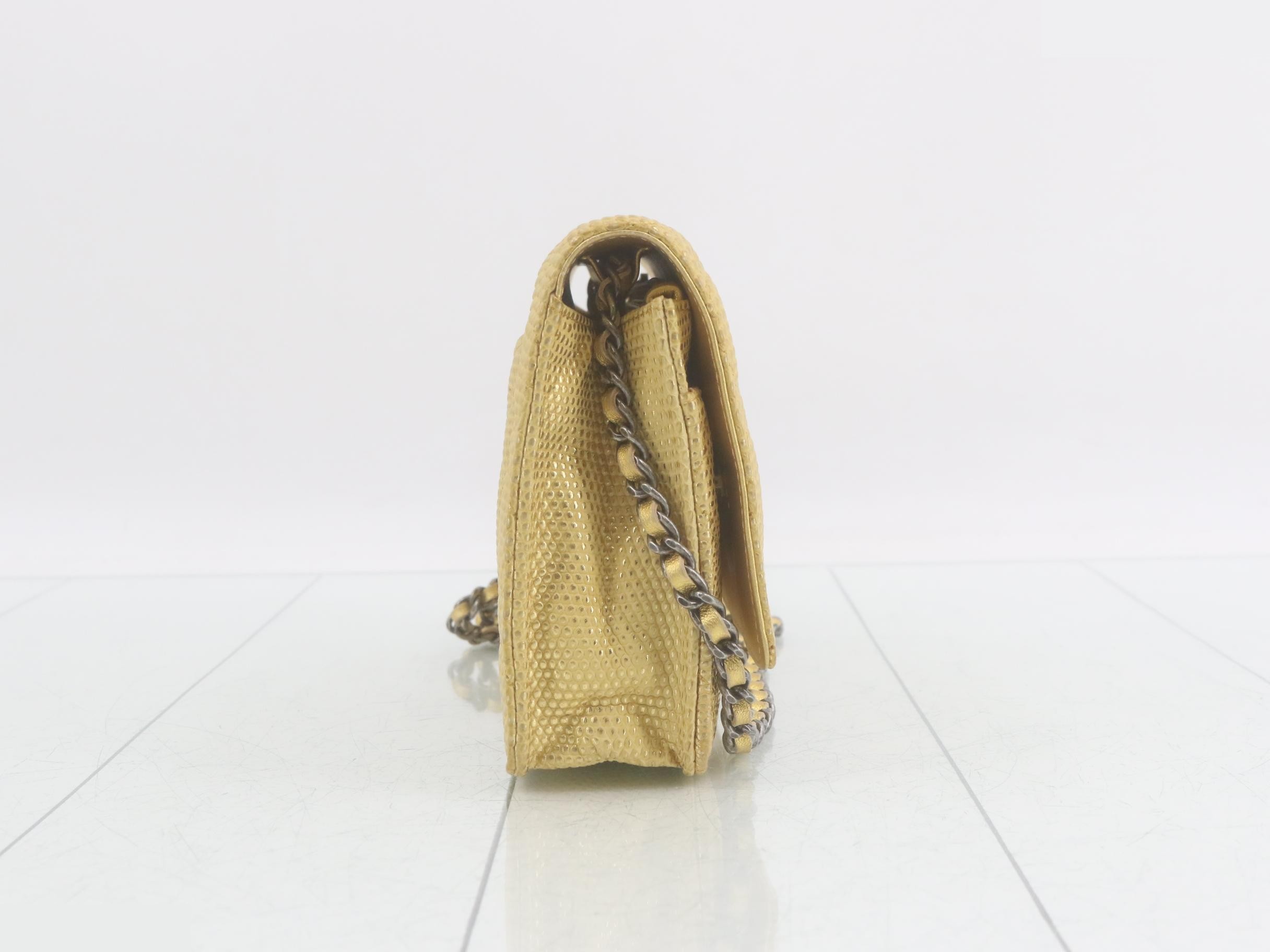 Lizard Gold Matelassé Chain Wallet — view 4