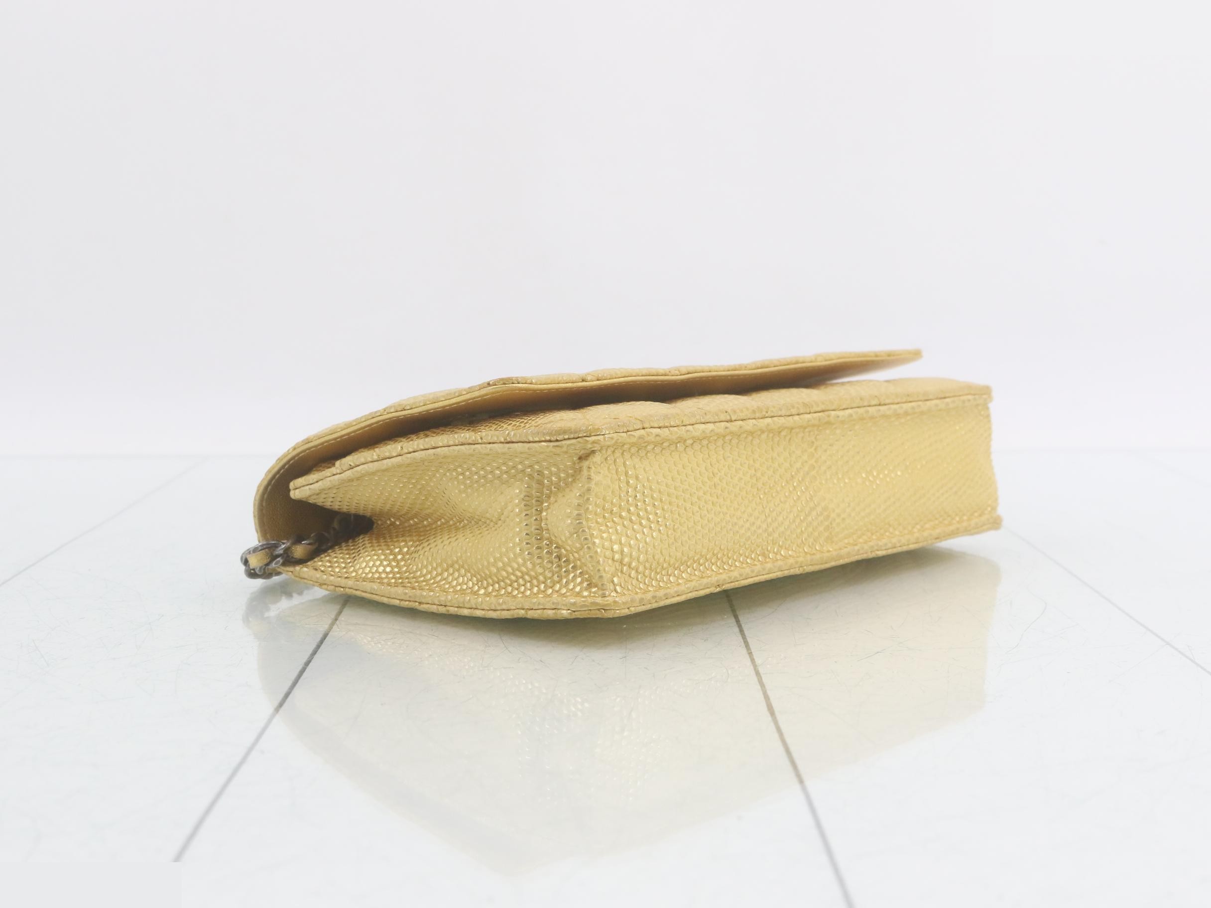 Lizard Gold Matelassé Chain Wallet — view 5