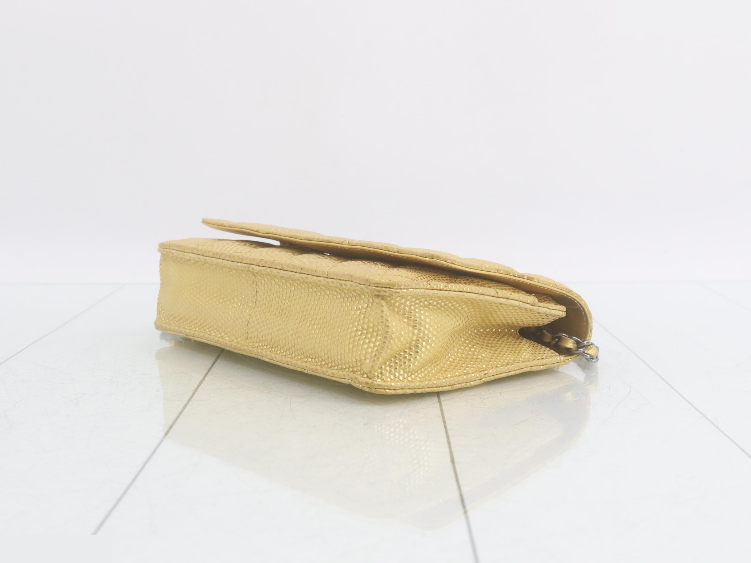 Lizard Gold Matelassé Chain Wallet — view 6