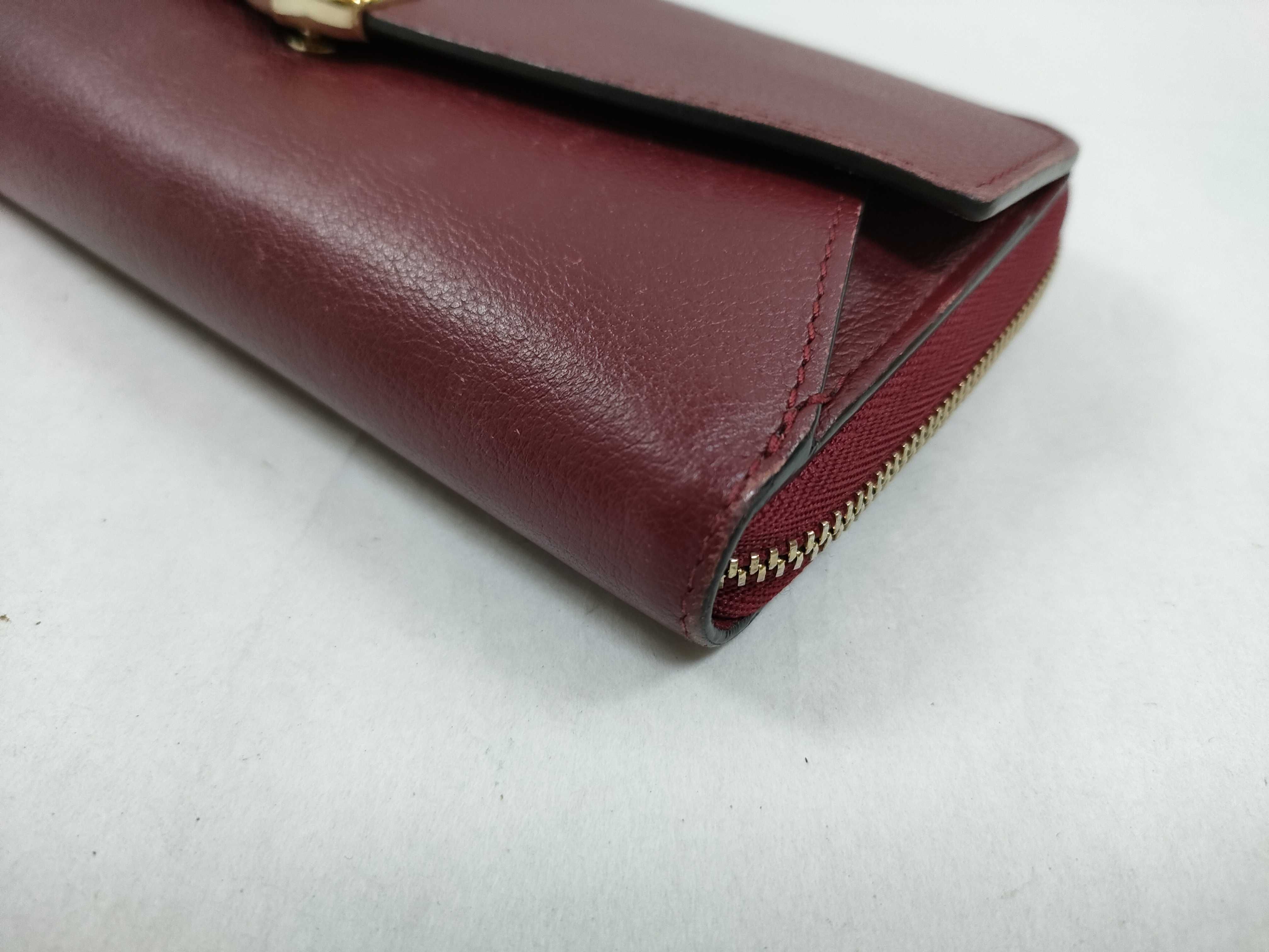 Bordeaux Leather Gold Long Wallet — view 3