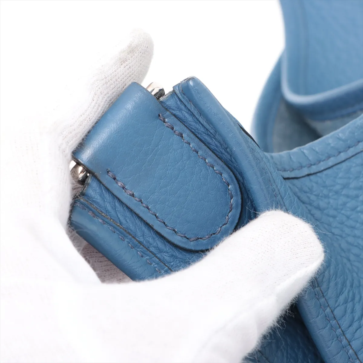 Evelyn 2 29 PM Taurillon Clemence Blue Brighton Silver hardware K:2007 — view 11