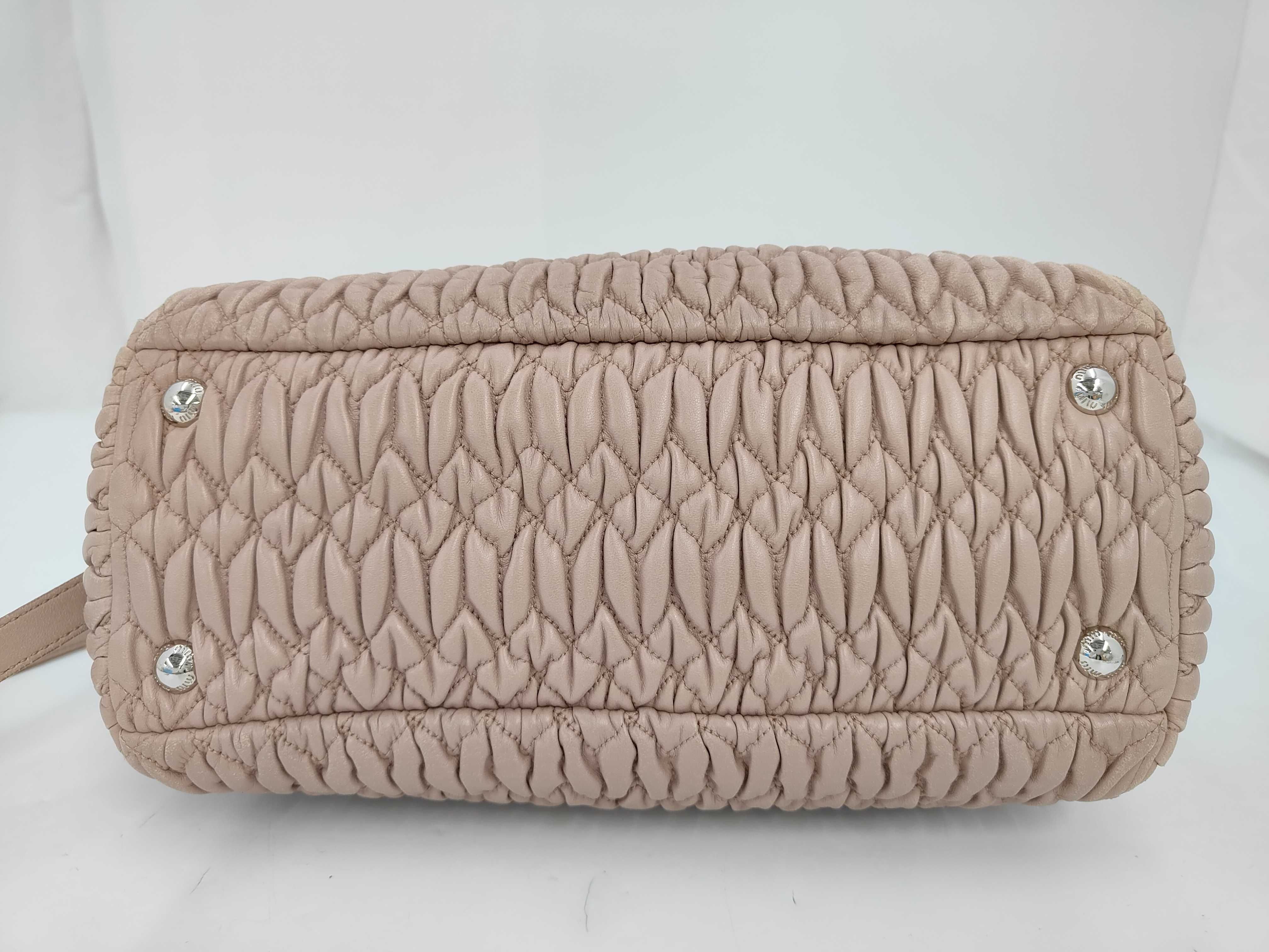 Matelassé 2-Way Handbag with Long Strap, Nappa Crystal Pink Handbag — view 6