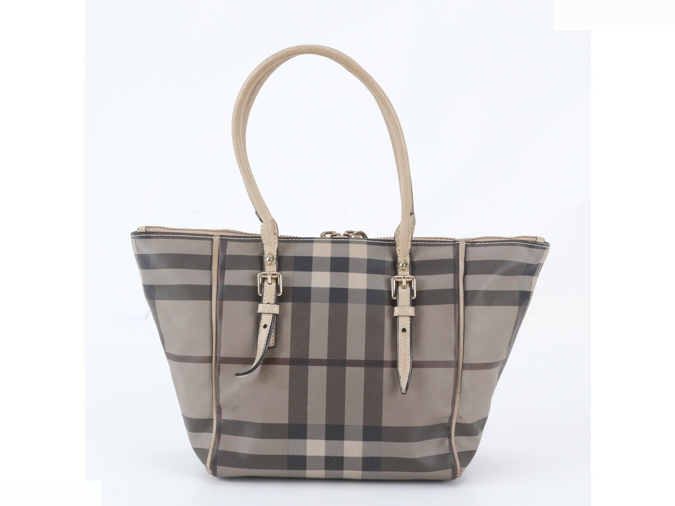 Checked leather tote bag — view 3