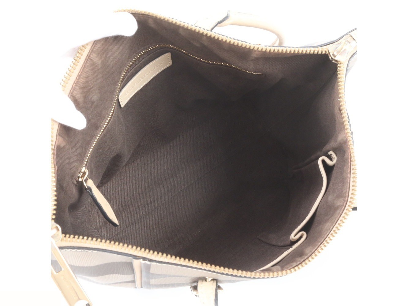 Checked leather tote bag — view 7