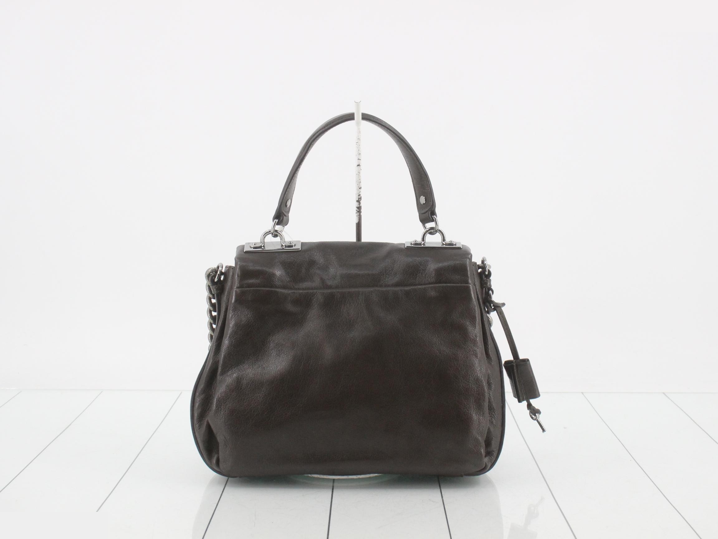 Leather 2-Way Handbag with Chain Shoulder Strap — view 2