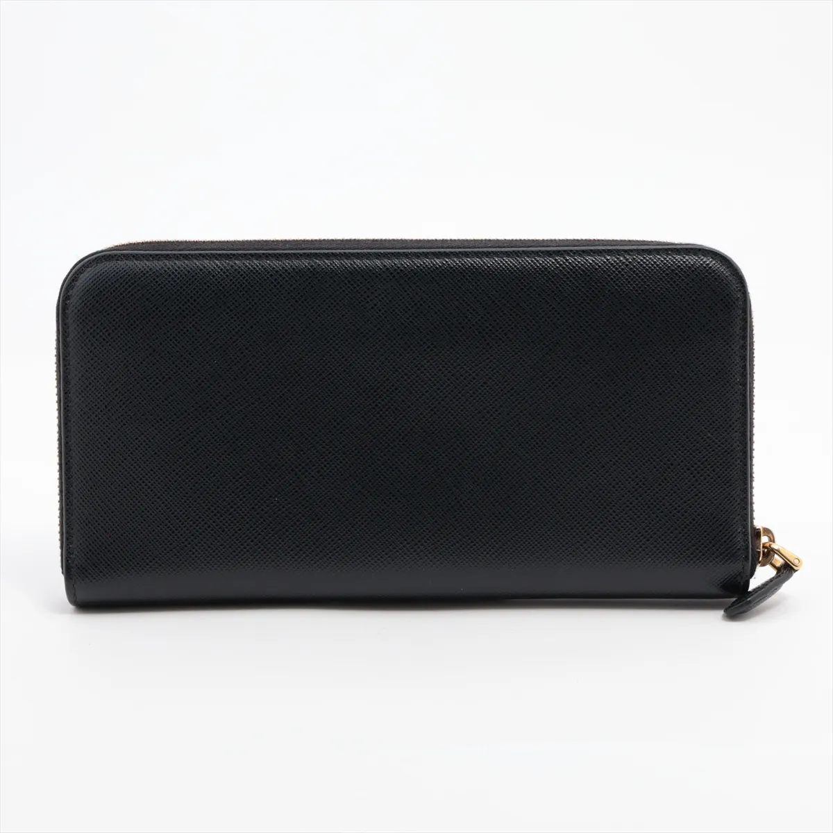 Saffiano 1ML506 Leather Round Zip Wallet, Black — view 2