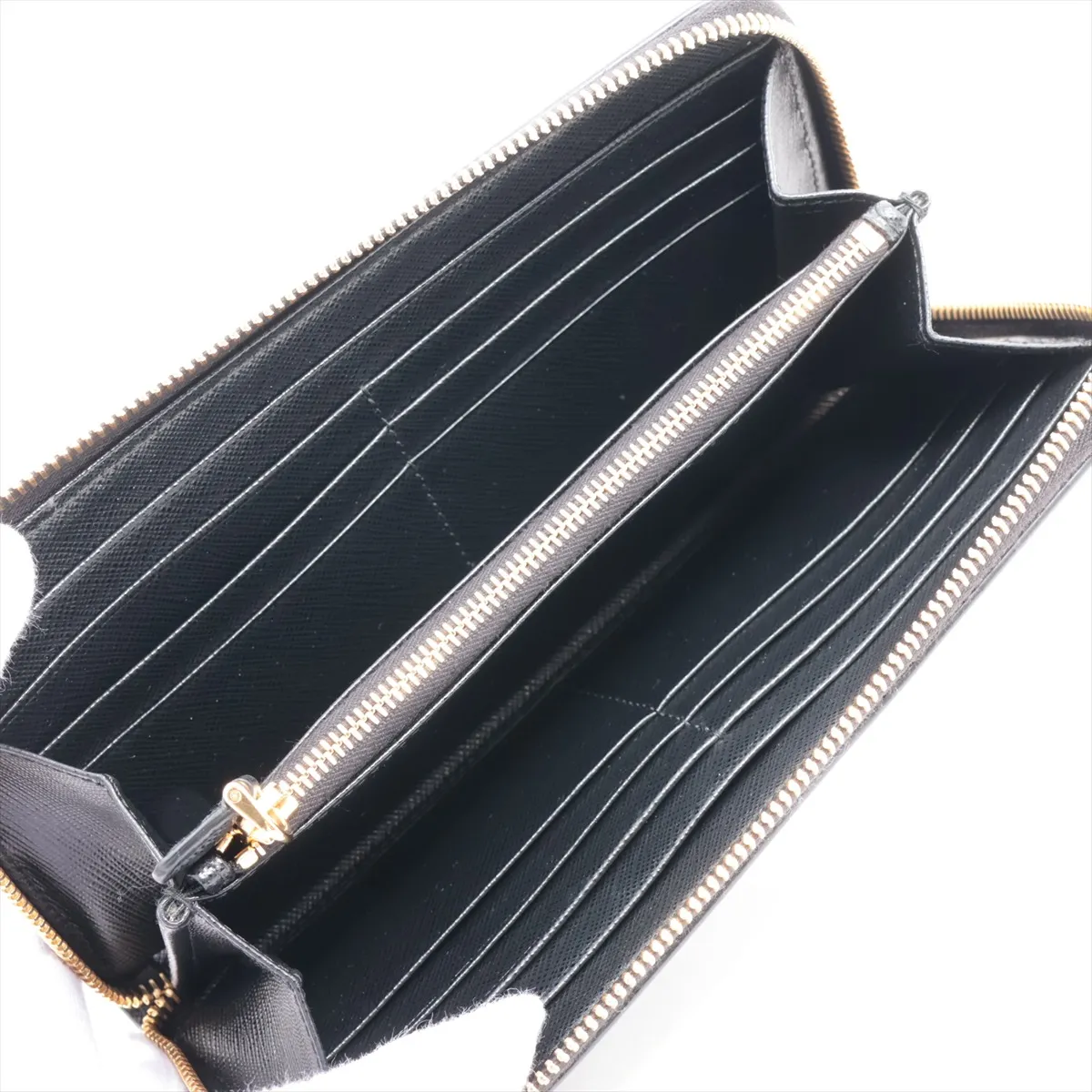 Saffiano 1ML506 Leather Round Zip Wallet, Black — view 3