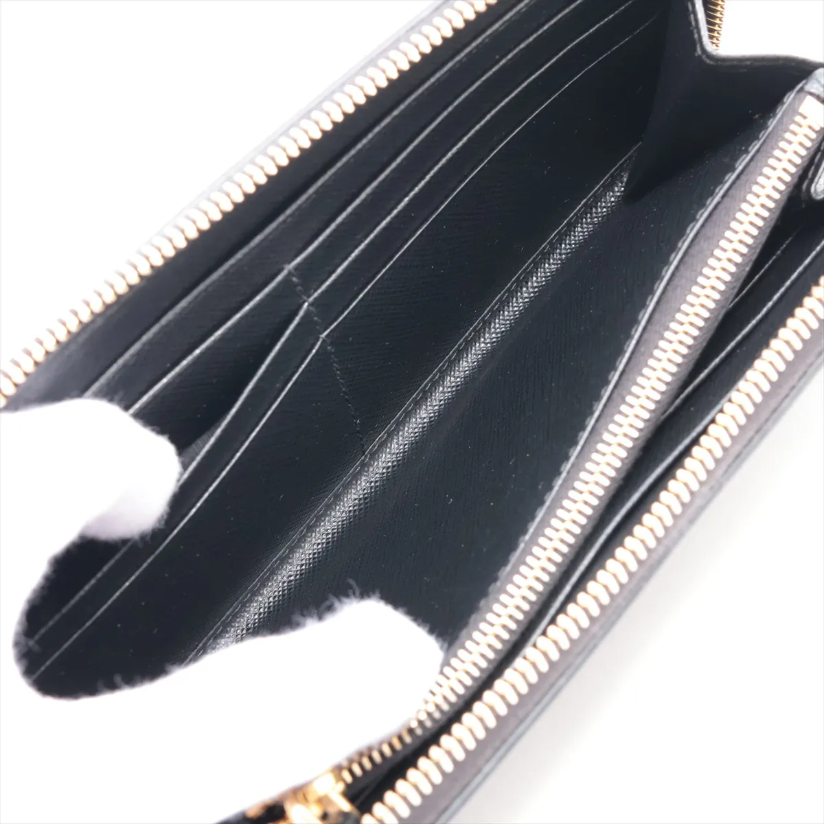 Saffiano 1ML506 Leather Round Zip Wallet, Black — view 5
