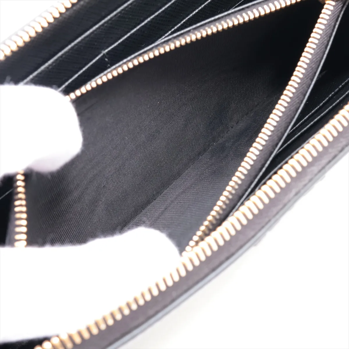 Saffiano 1ML506 Leather Round Zip Wallet, Black — view 8