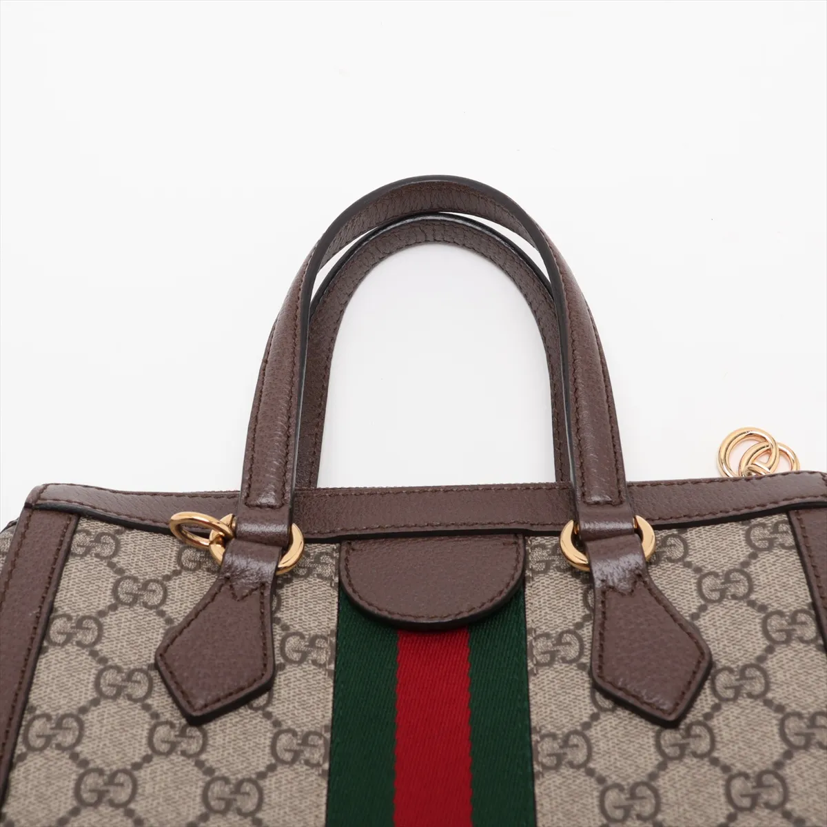GG Supreme Ophidia PVC x Leather 2-Way Handbag, Beige x Brown, 547551 — view 6