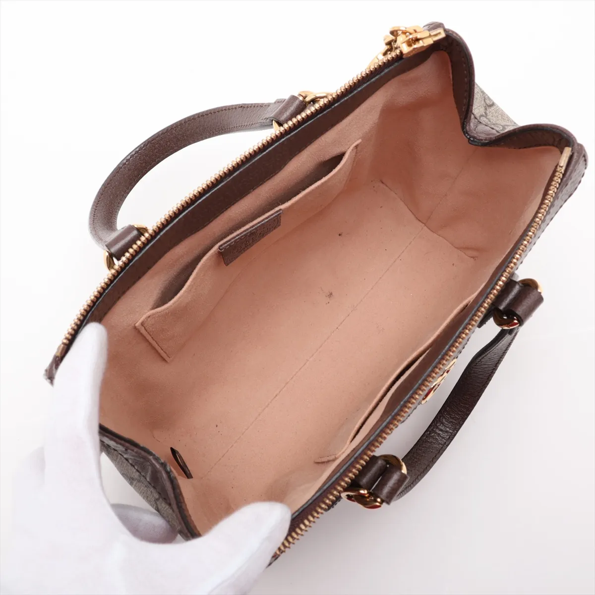 GG Supreme Ophidia PVC x Leather 2-Way Handbag, Beige x Brown, 547551 — view 8