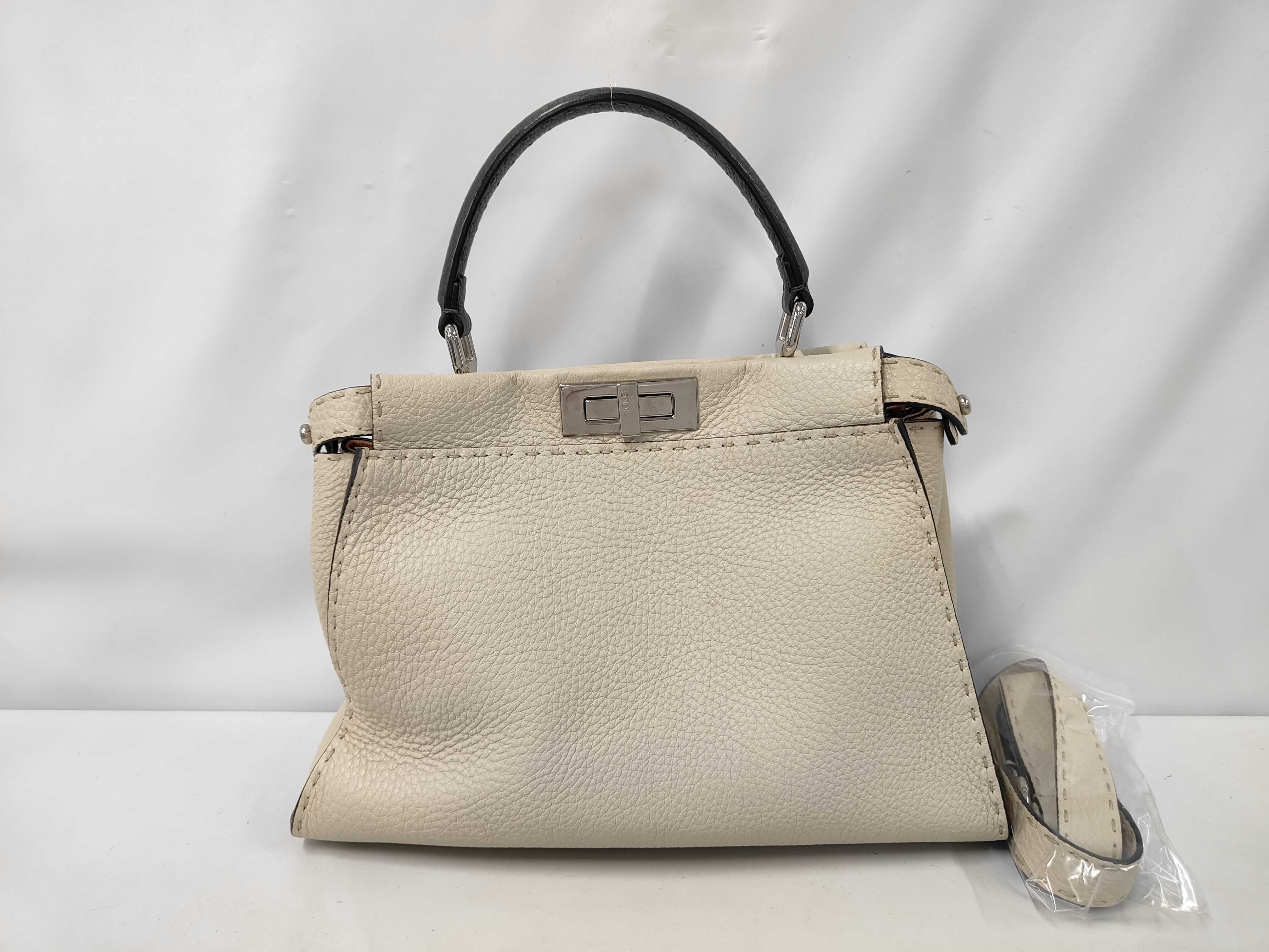 Peekaboo Medium Grey Handbag with Gold Hardware