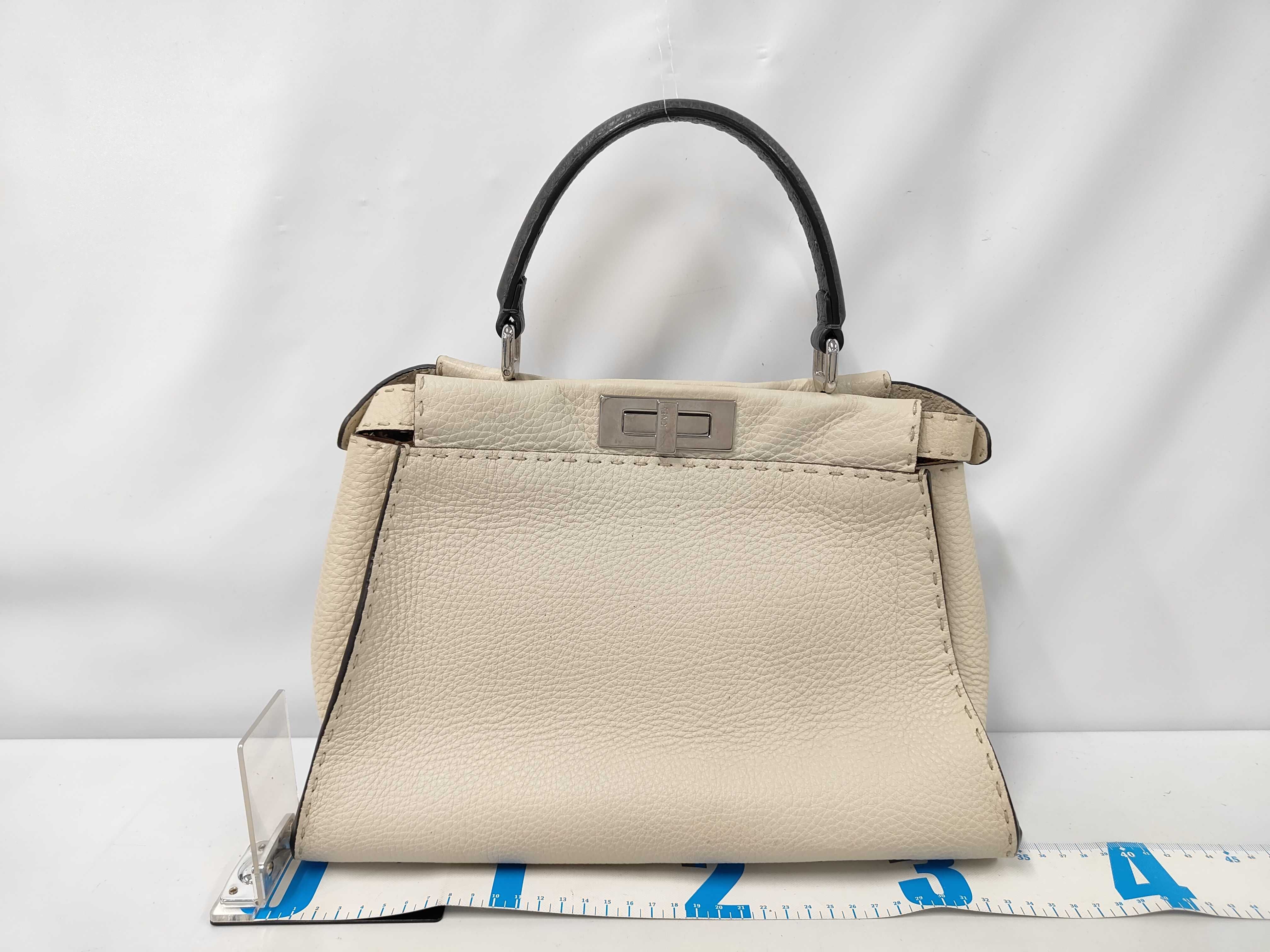 Peekaboo Medium Grey Handbag with Gold Hardware — view 2