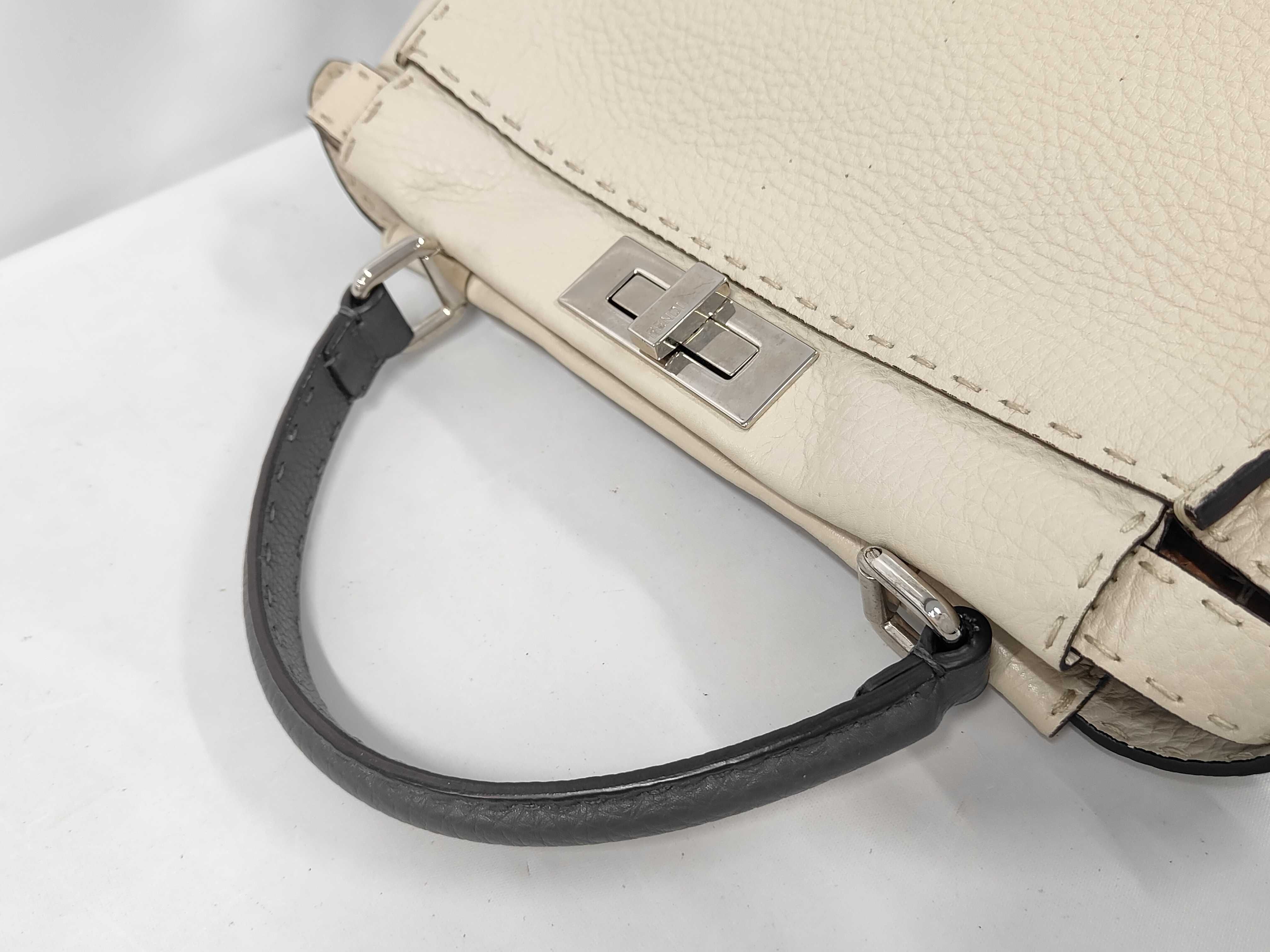 Peekaboo Medium Grey Handbag with Gold Hardware — view 5