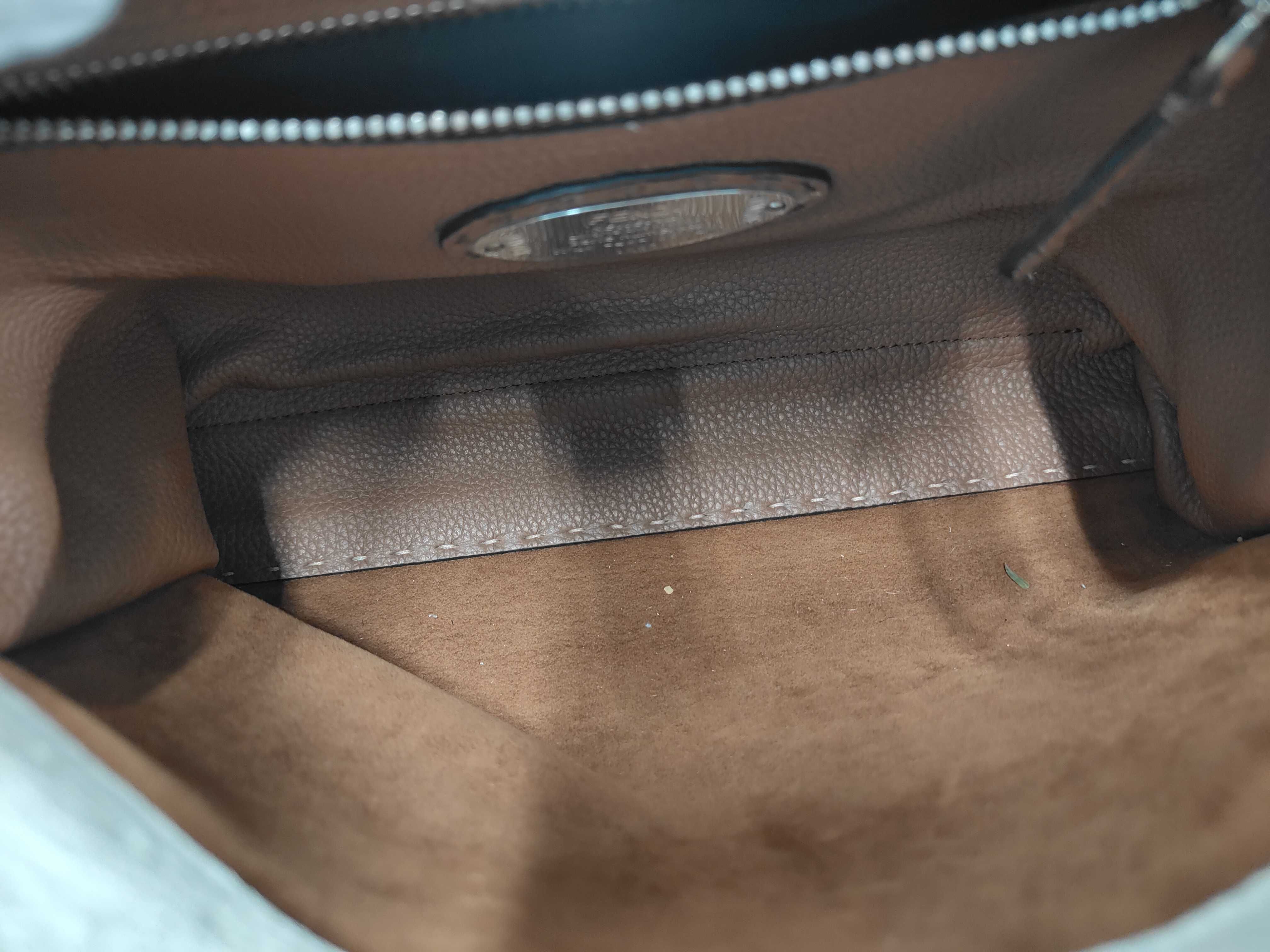 Peekaboo Medium Grey Handbag with Gold Hardware — view 7