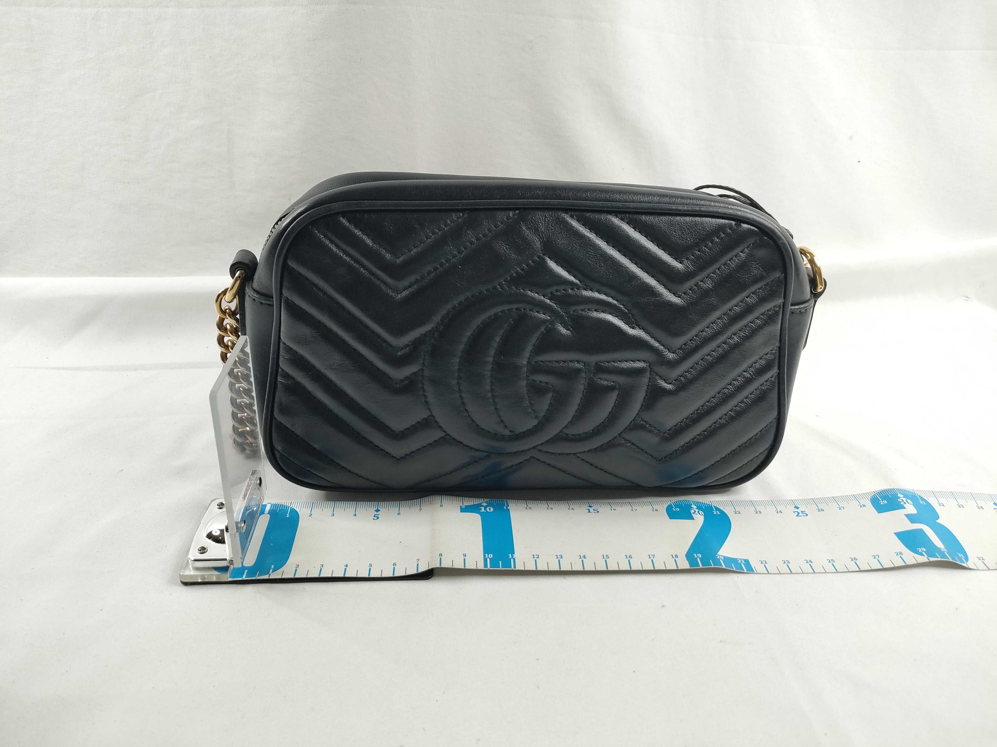 GG Marmont Quilted Leather Shoulder Bag, Black with Gold Hardware — view 2