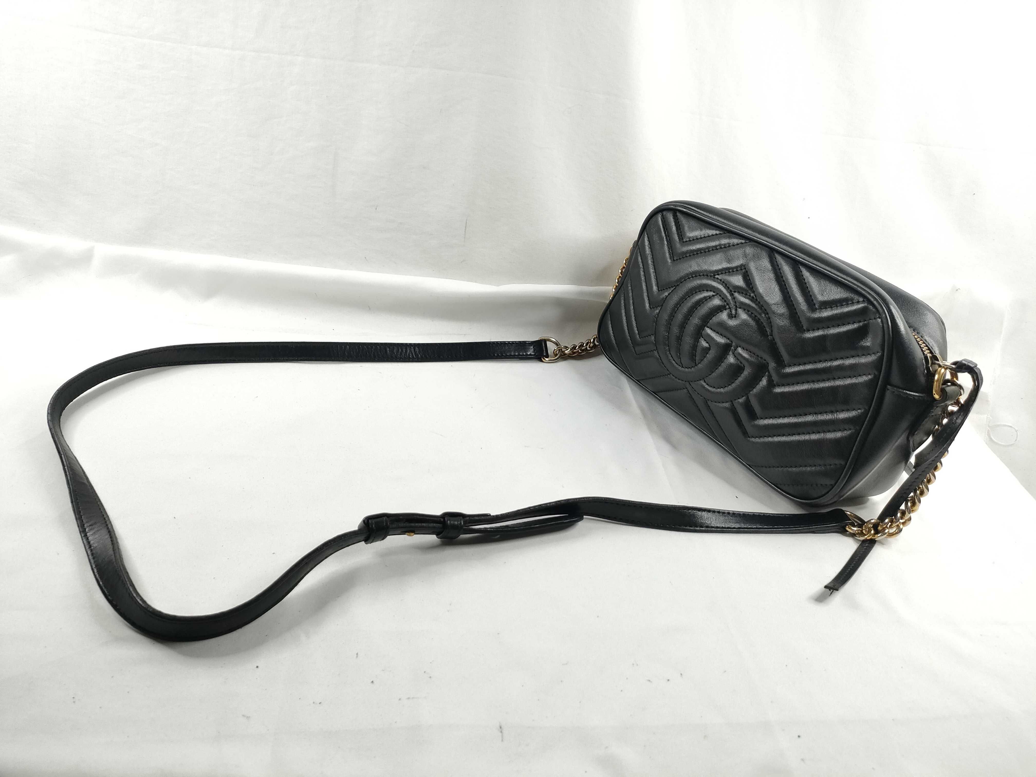 GG Marmont Quilted Leather Shoulder Bag, Black with Gold Hardware — view 6