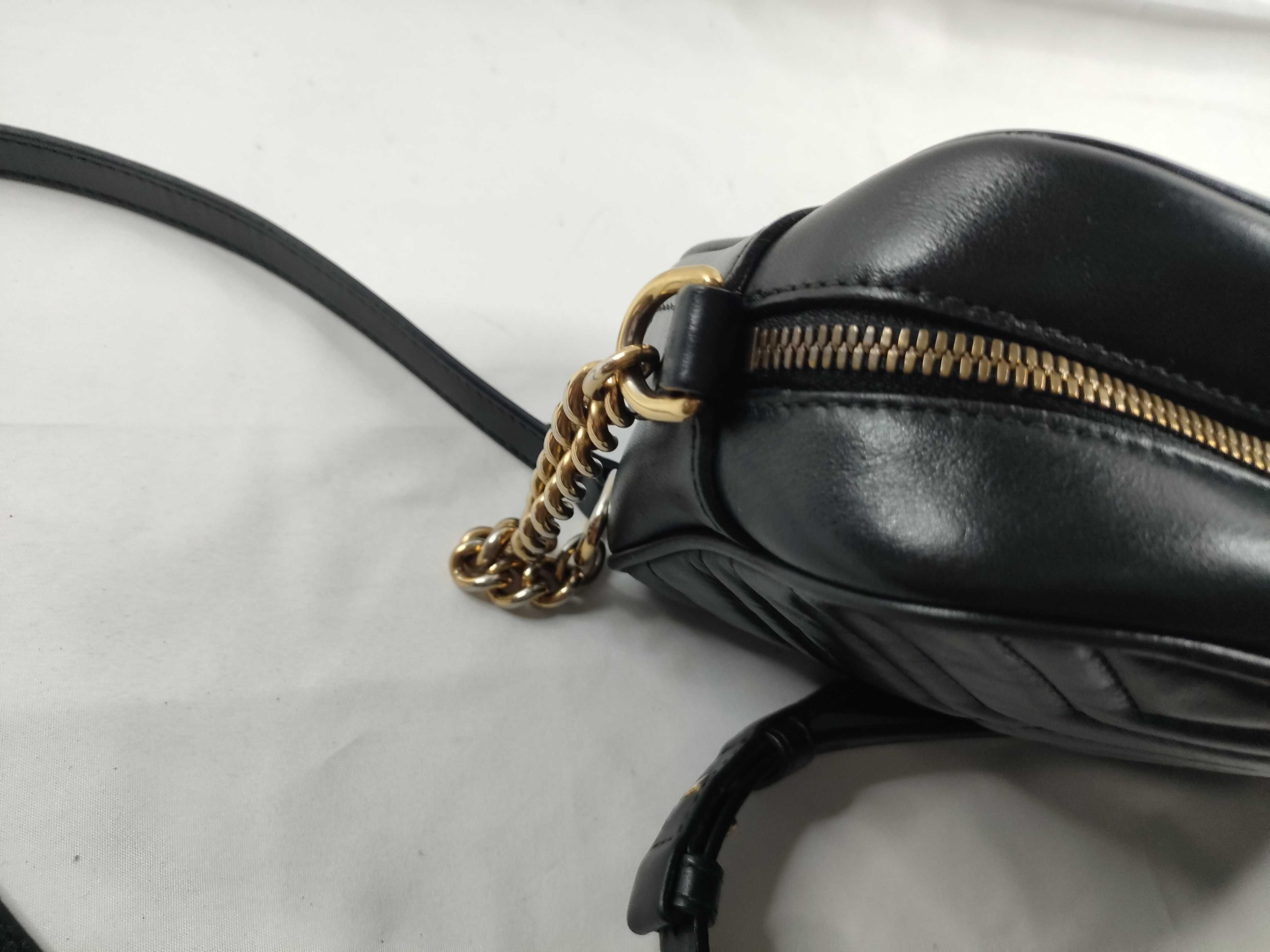 GG Marmont Quilted Leather Shoulder Bag, Black with Gold Hardware — view 8
