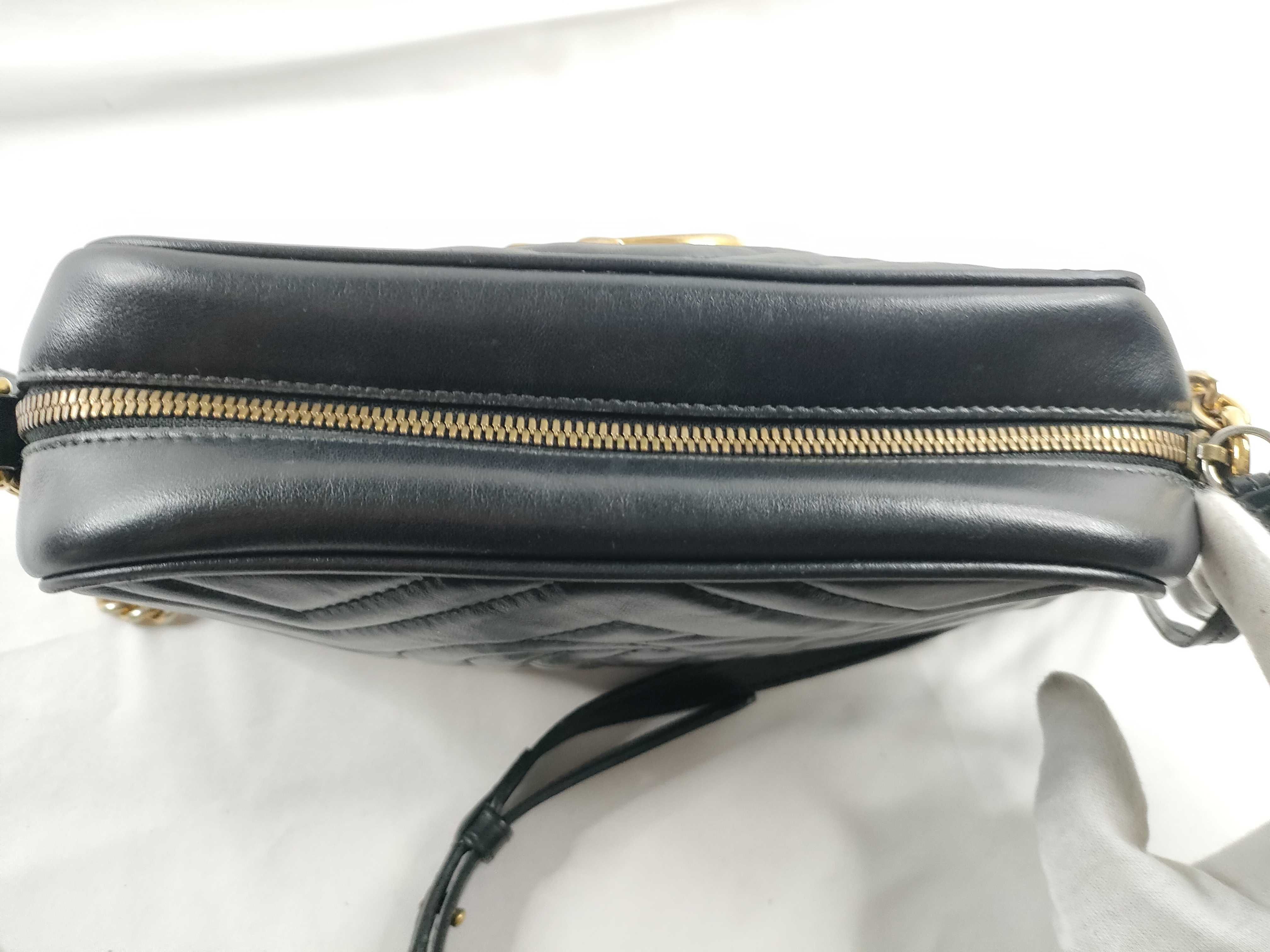 GG Marmont Quilted Leather Shoulder Bag, Black with Gold Hardware — view 9