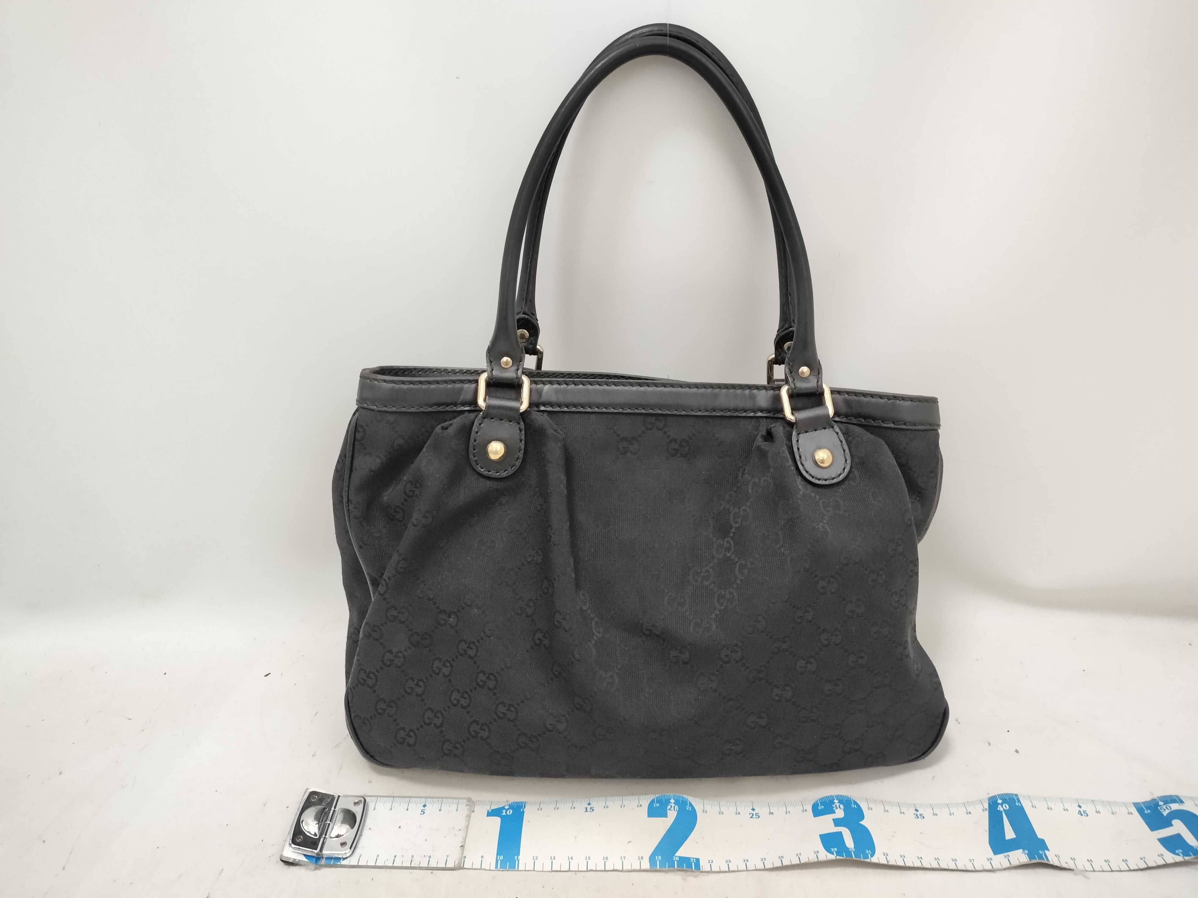 GG Canvas Gucci Sukey Handbag GG Canvas Black Leather 296835 Tote Bag — view 2