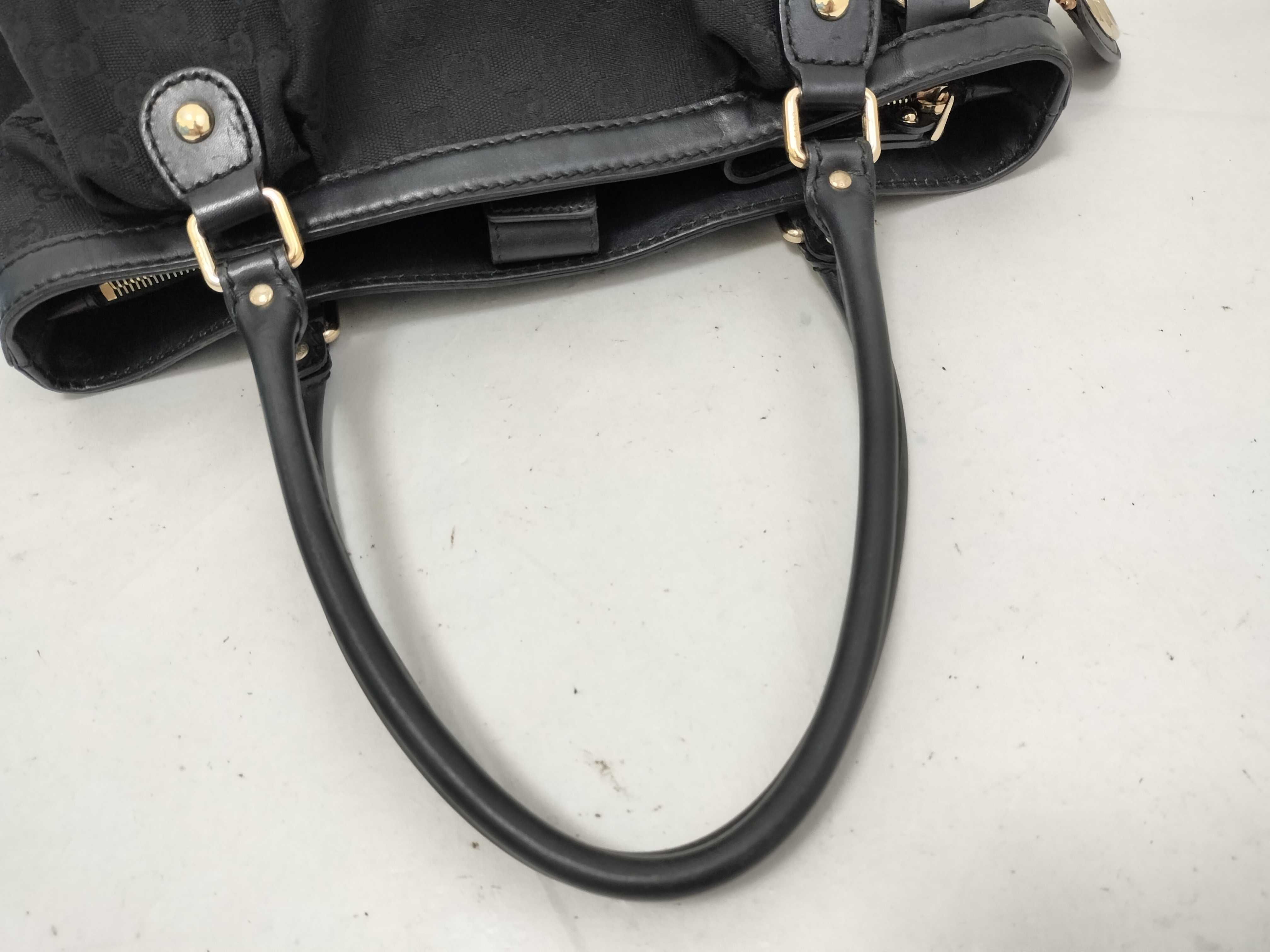 GG Canvas Gucci Sukey Handbag GG Canvas Black Leather 296835 Tote Bag — view 3