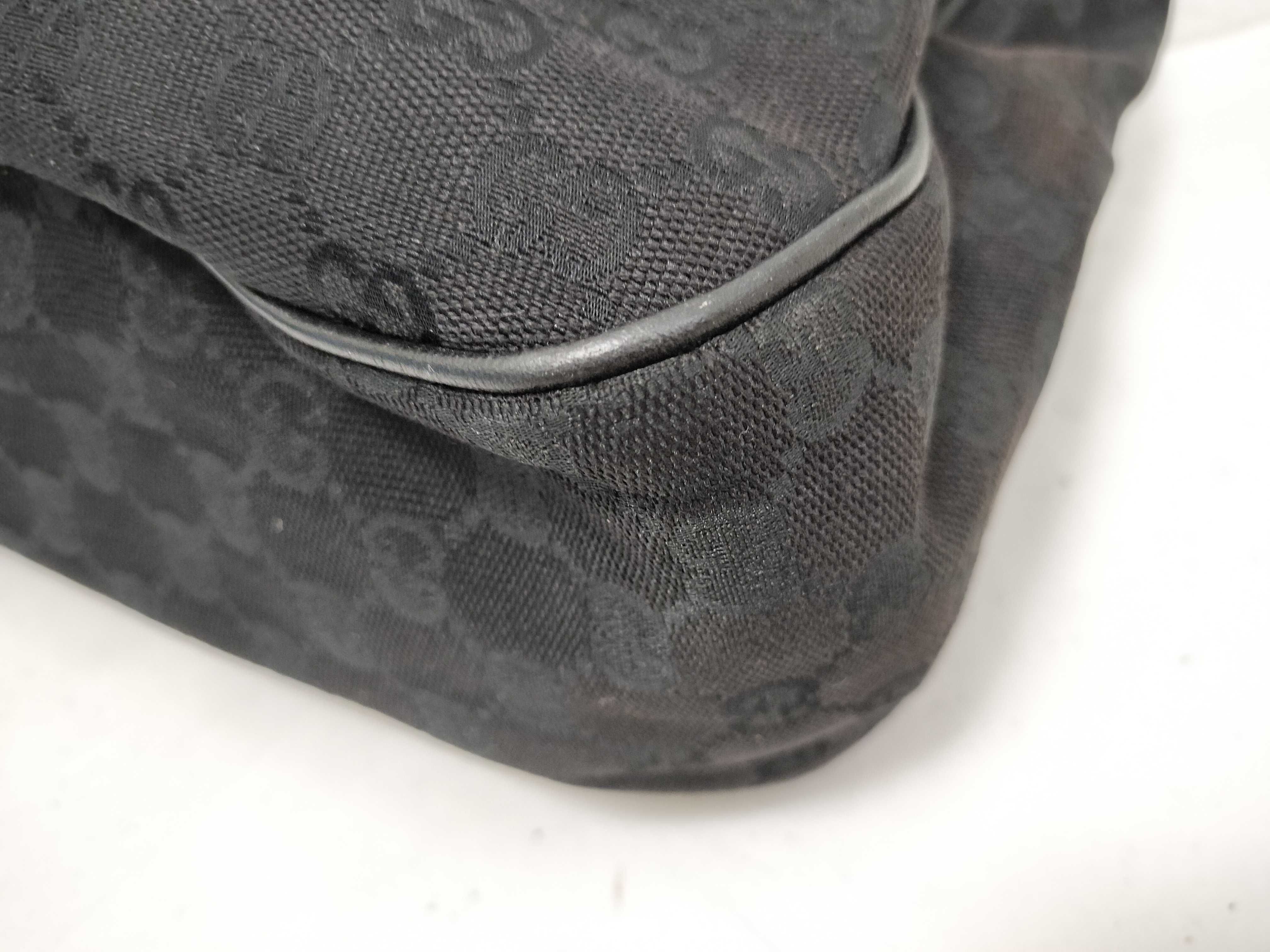 GG Canvas Gucci Sukey Handbag GG Canvas Black Leather 296835 Tote Bag — view 6