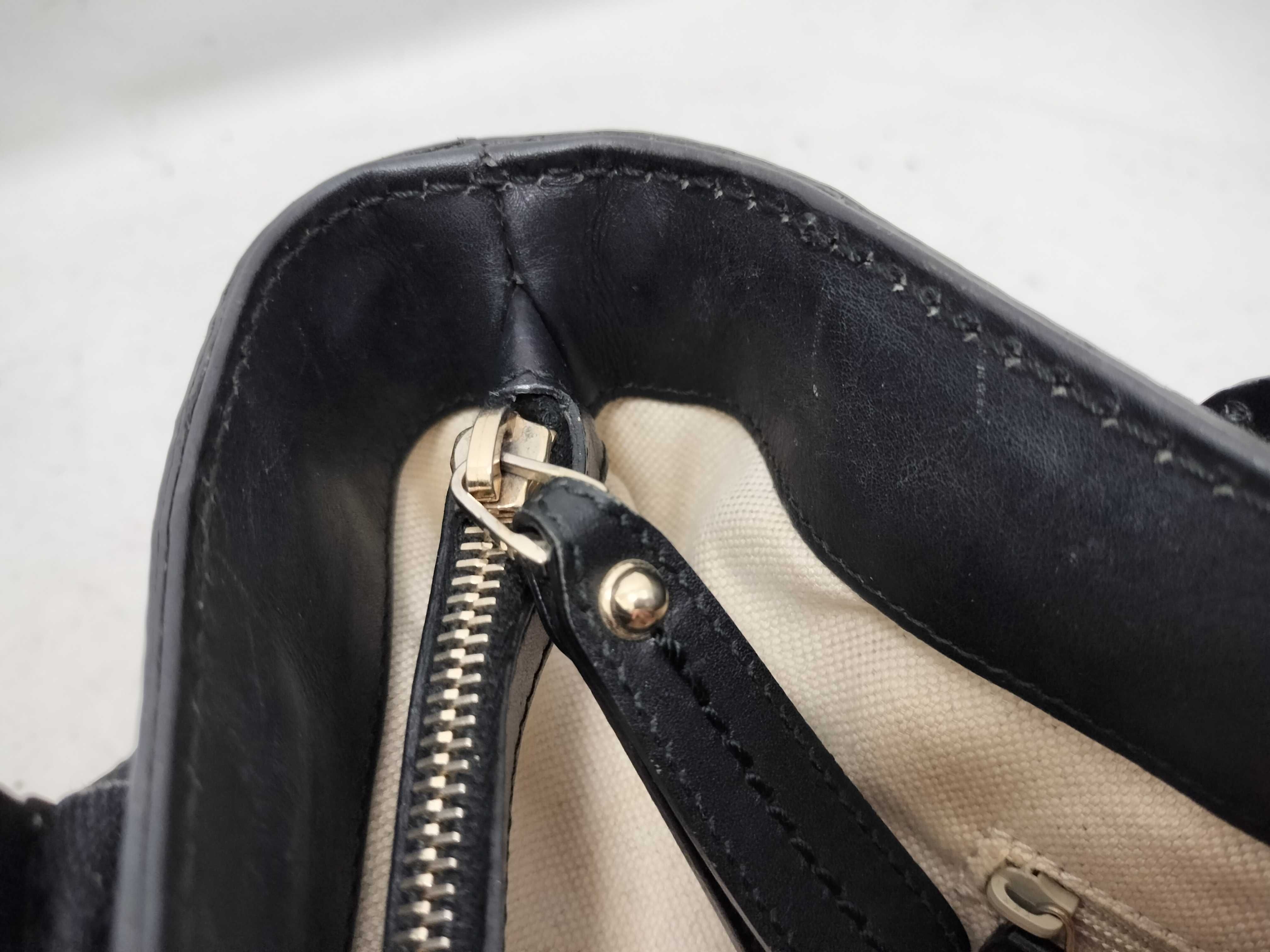 GG Canvas Gucci Sukey Handbag GG Canvas Black Leather 296835 Tote Bag — view 8