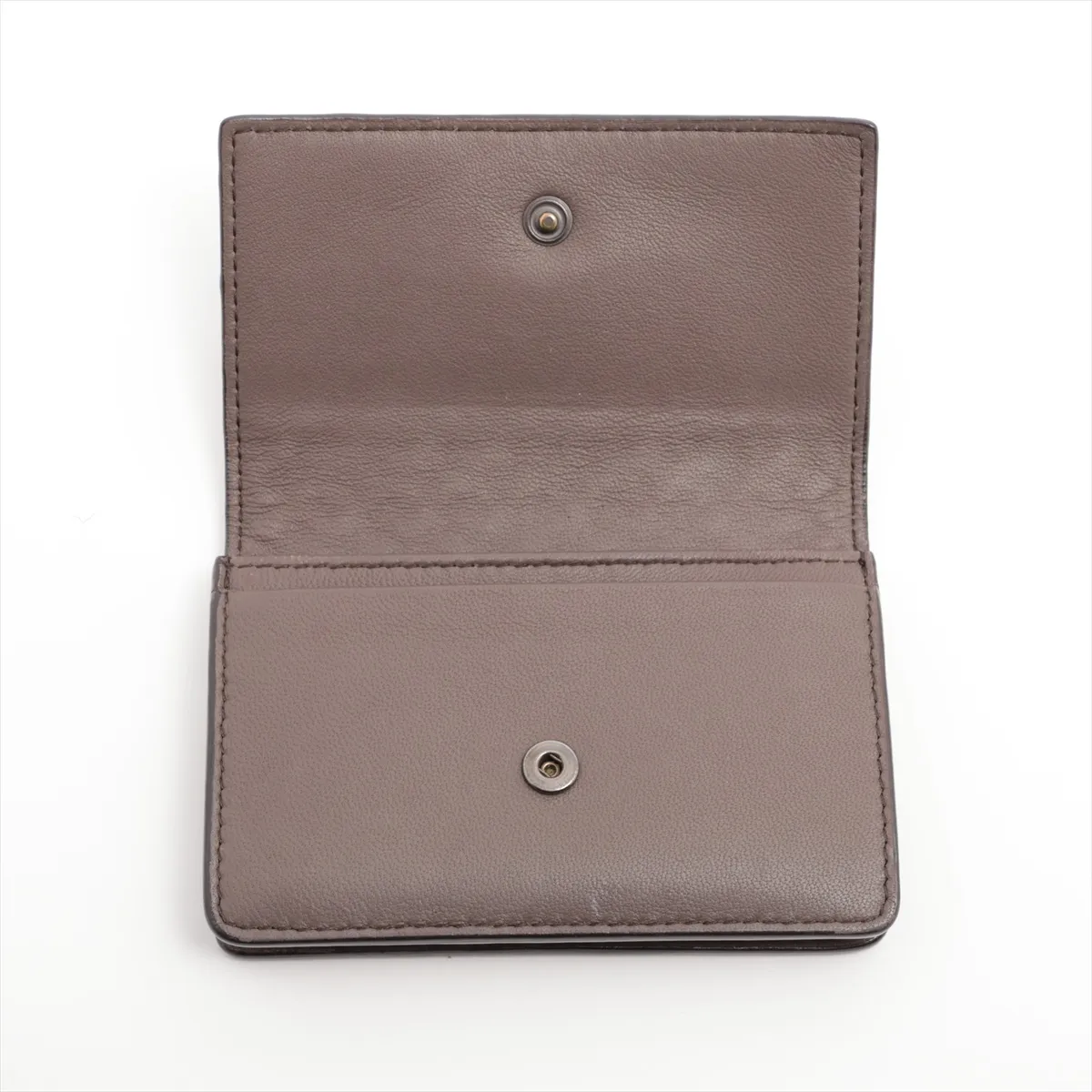 Intrecciato Leather Card Case, Brown — view 3