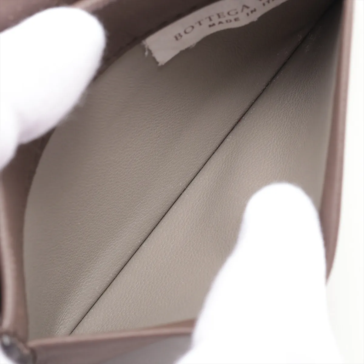 Intrecciato Leather Card Case, Brown — view 5