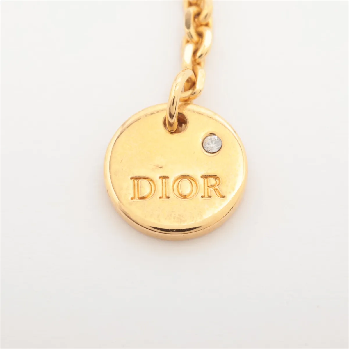Petit CD bracelet, gold-plated with rhinestones. Shows signs of wear including — view 5