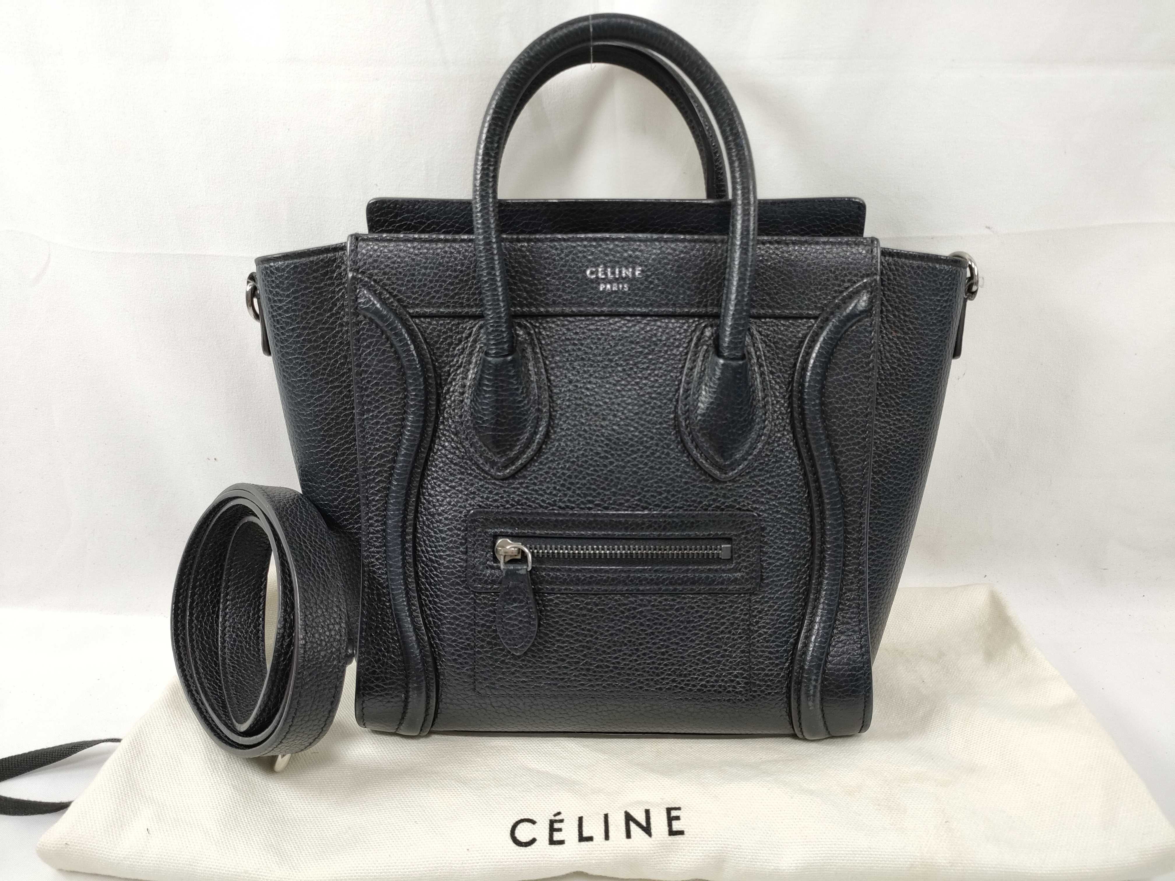 Luggage Nano Shopper Leather 2-Way Handbag, Black