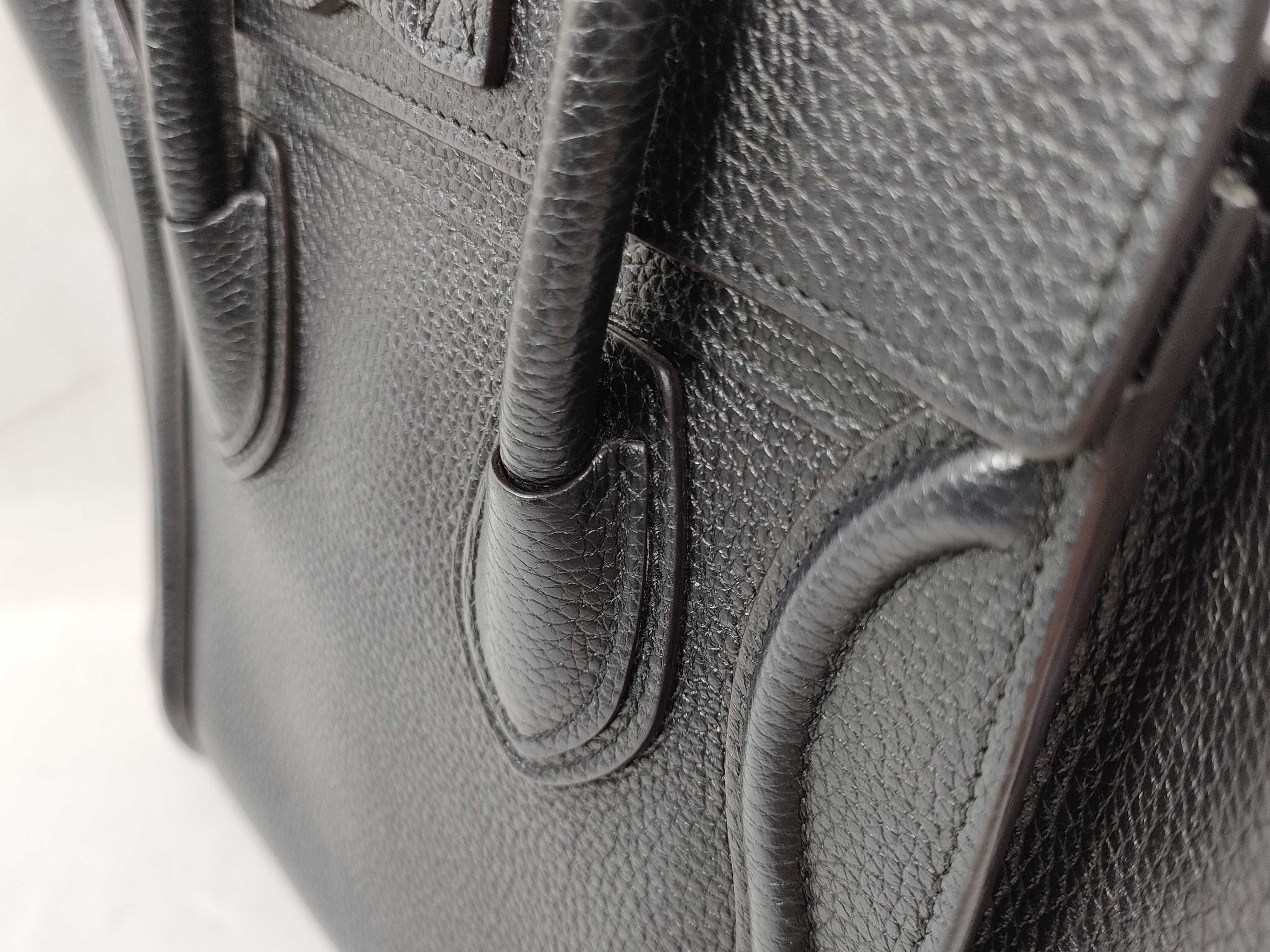 Luggage Nano Shopper Leather 2-Way Handbag, Black — view 4