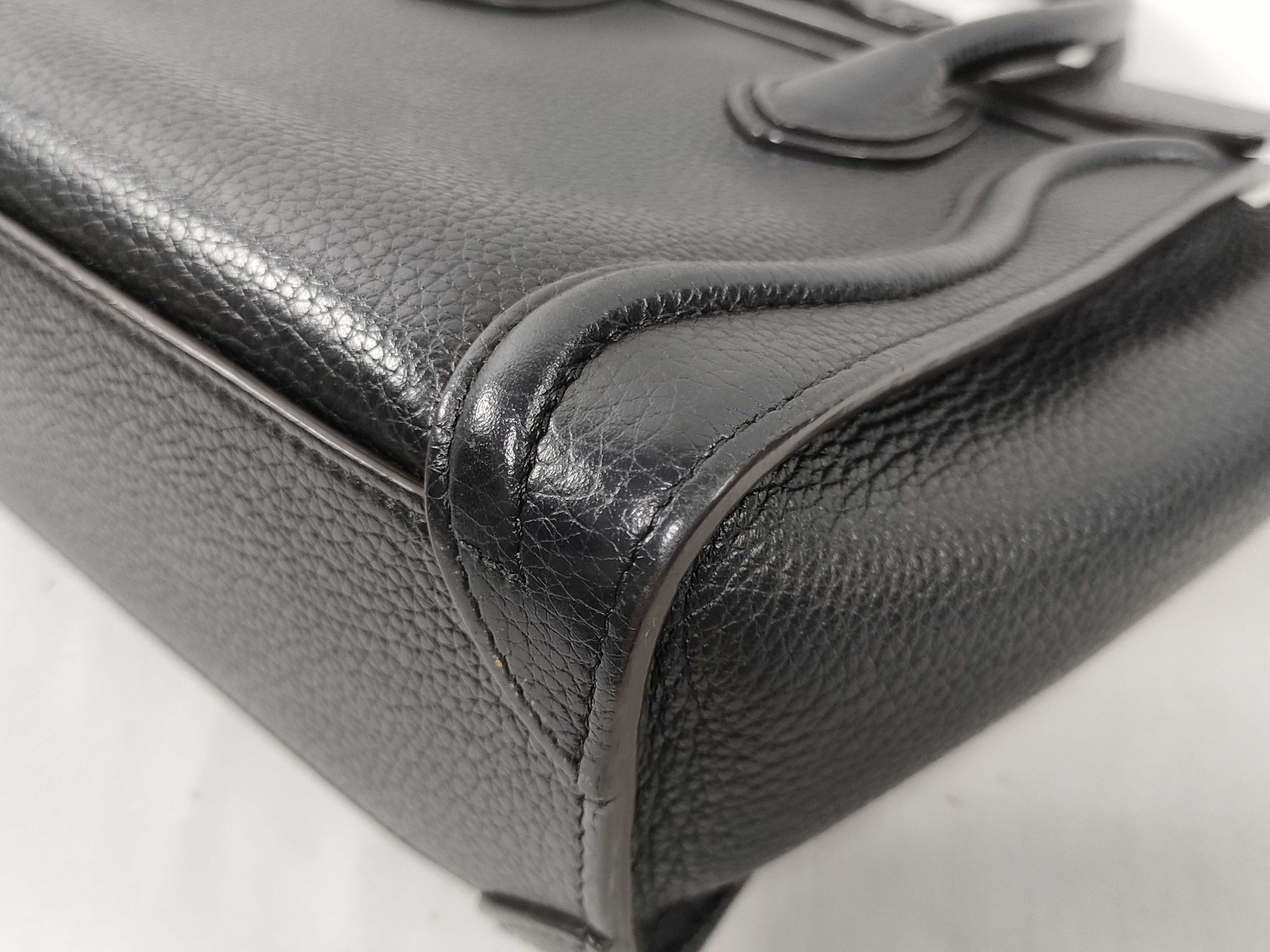 Luggage Nano Shopper Leather 2-Way Handbag, Black — view 8
