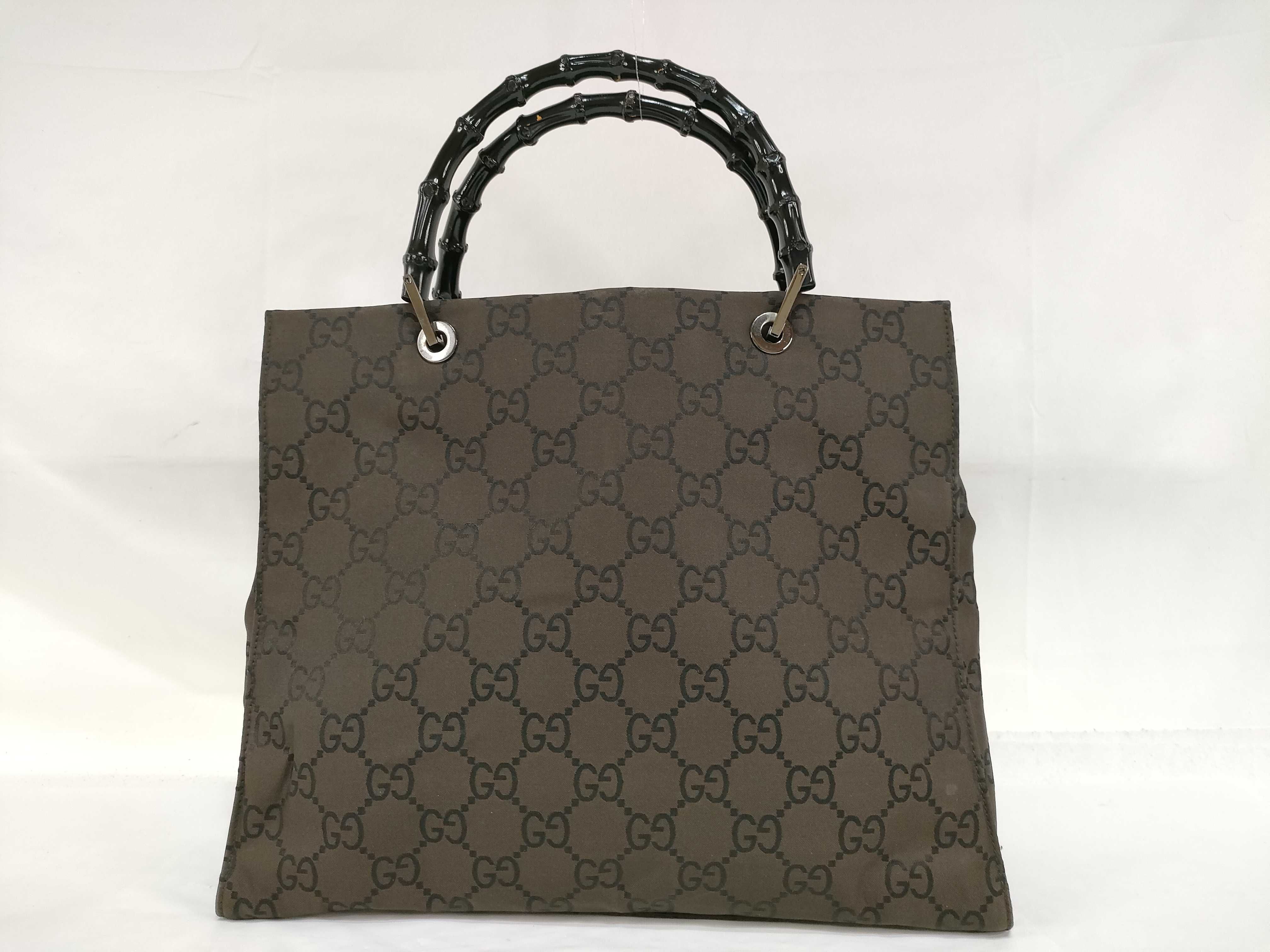 GG Gucci 002.1010 Handbag Tote Bag GG Nylon Brown Handbag