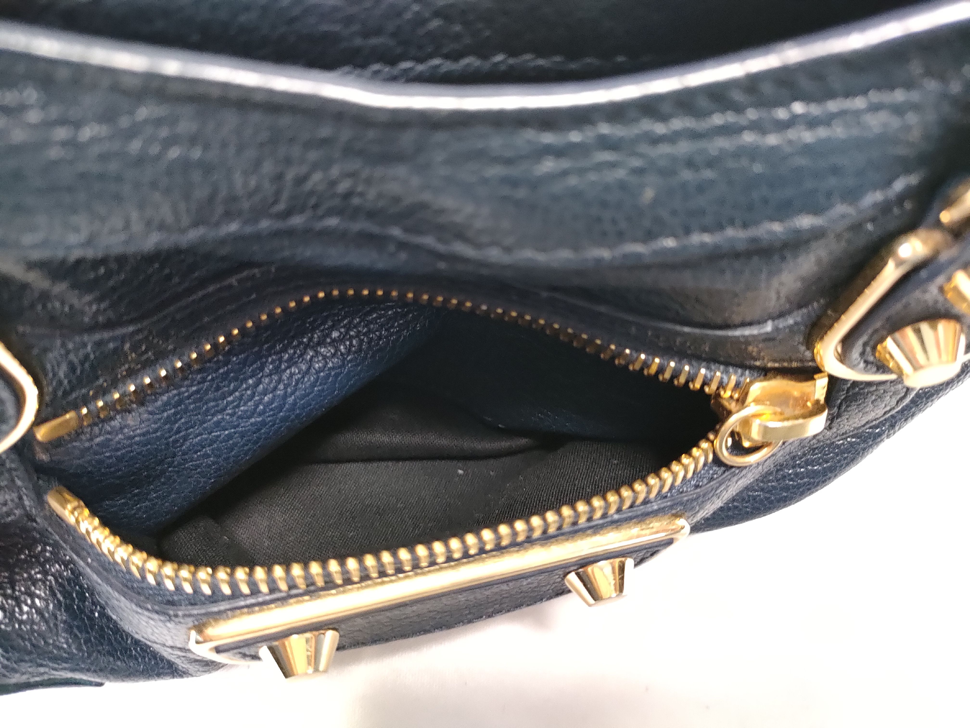 Classic Metal Edge City Leather 2-Way Handbag, Navy, 390160 (Handbag) — view 15