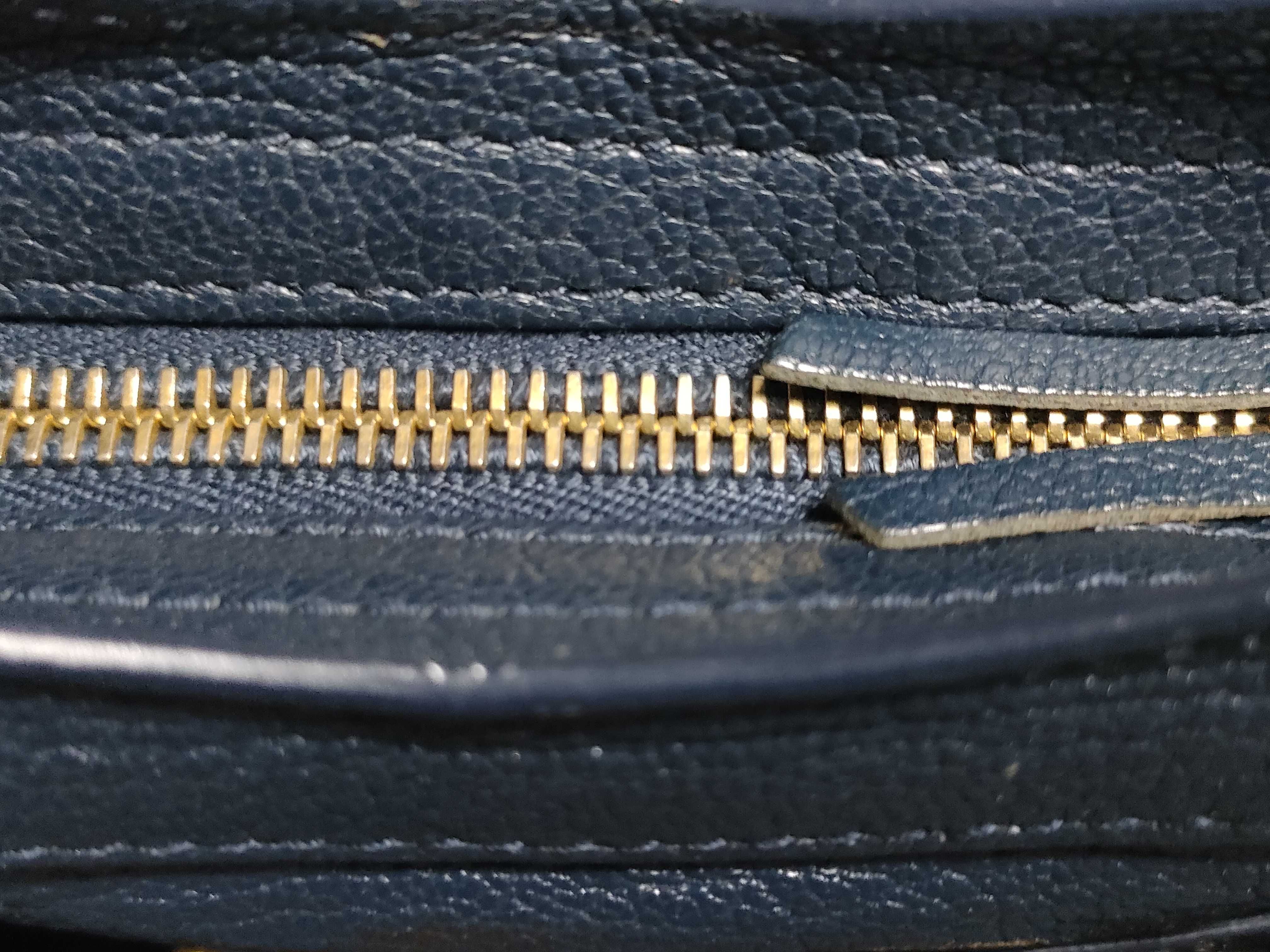 Classic Metal Edge City Leather 2-Way Handbag, Navy, 390160 (Handbag) — view 10