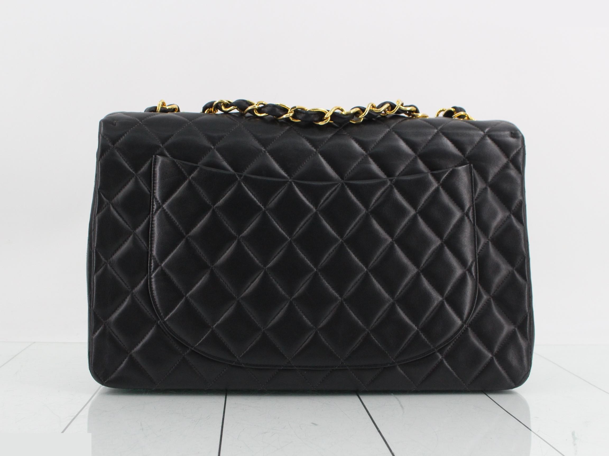 Large Matelassé Double Chain Lambskin Black — view 2
