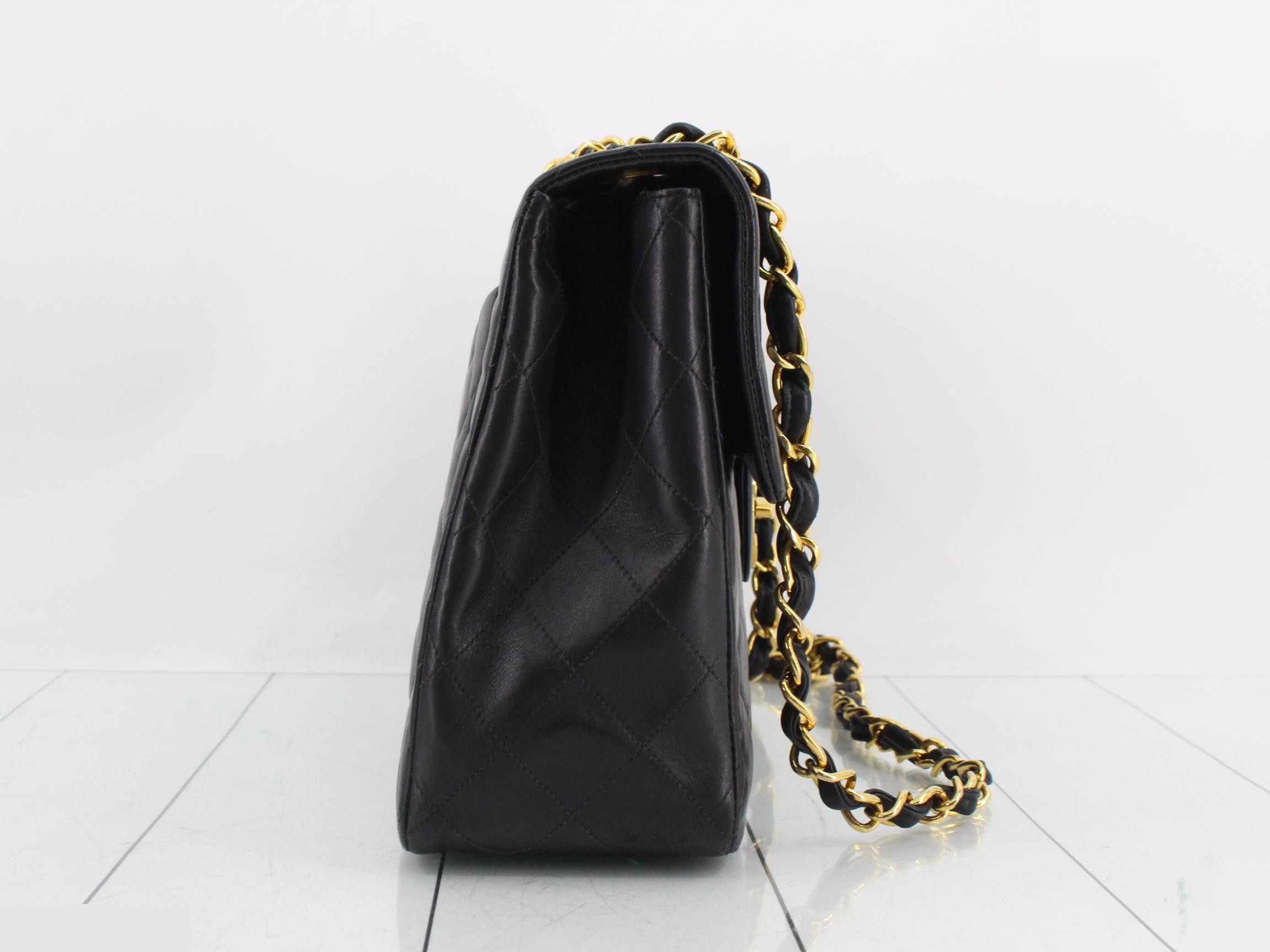 Large Matelassé Double Chain Lambskin Black — view 4