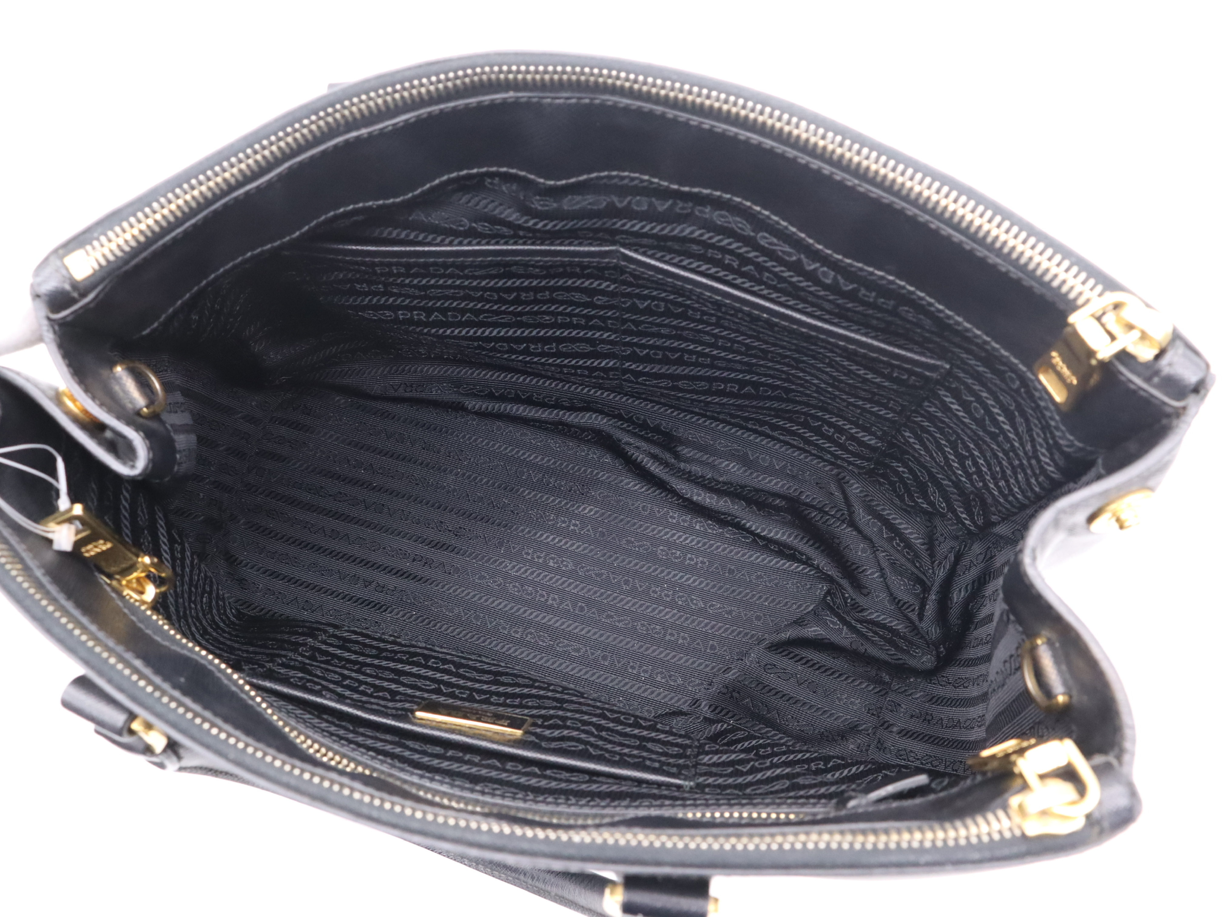 BN2274 Leather Galleria Saffiano Black Tote Bag with Gold Hardware, Charm, Card, and Dust Bag Included — view 11
