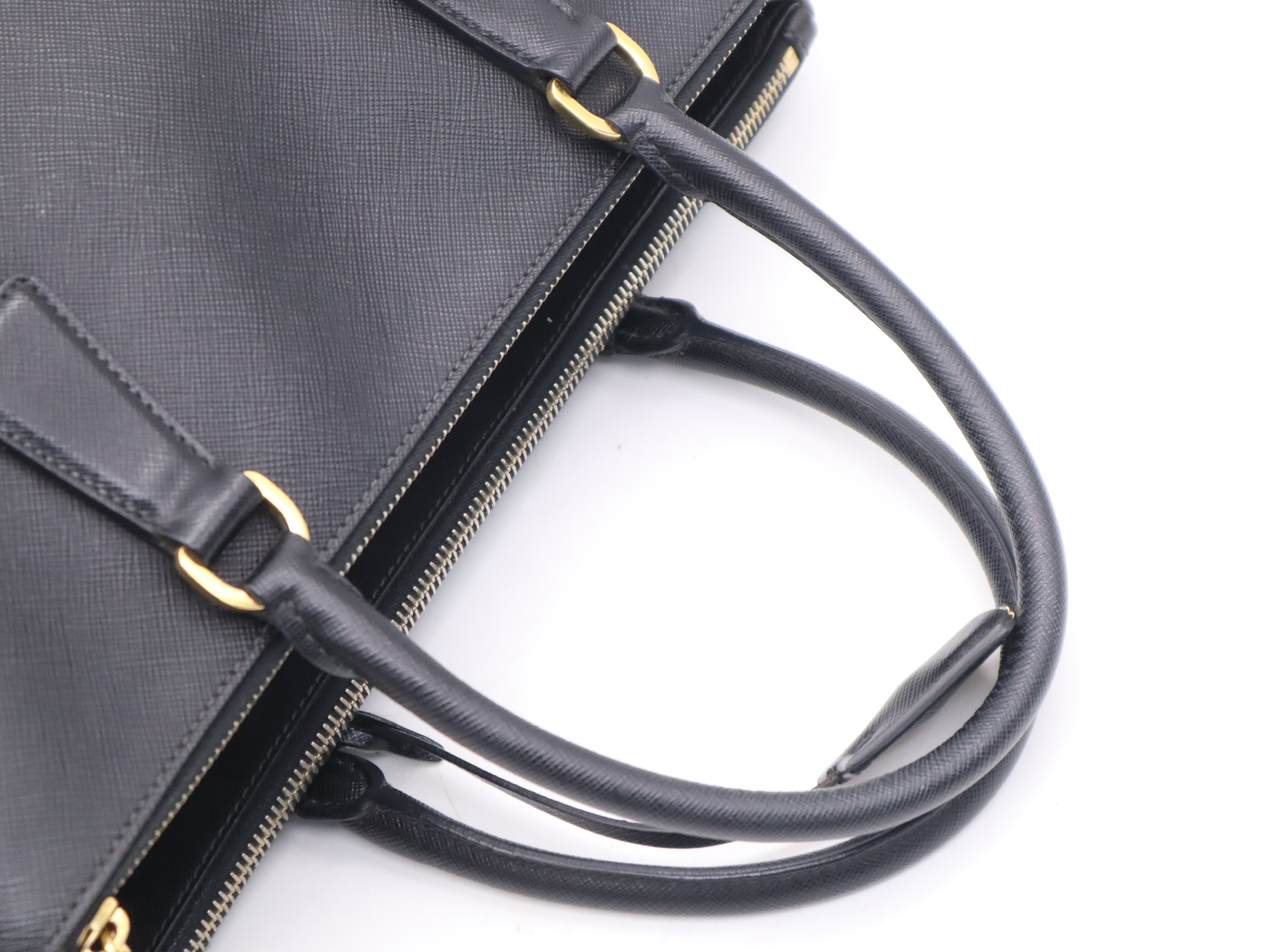 BN2274 Leather Galleria Saffiano Black Tote Bag with Gold Hardware, Charm, Card, and Dust Bag Included — view 6