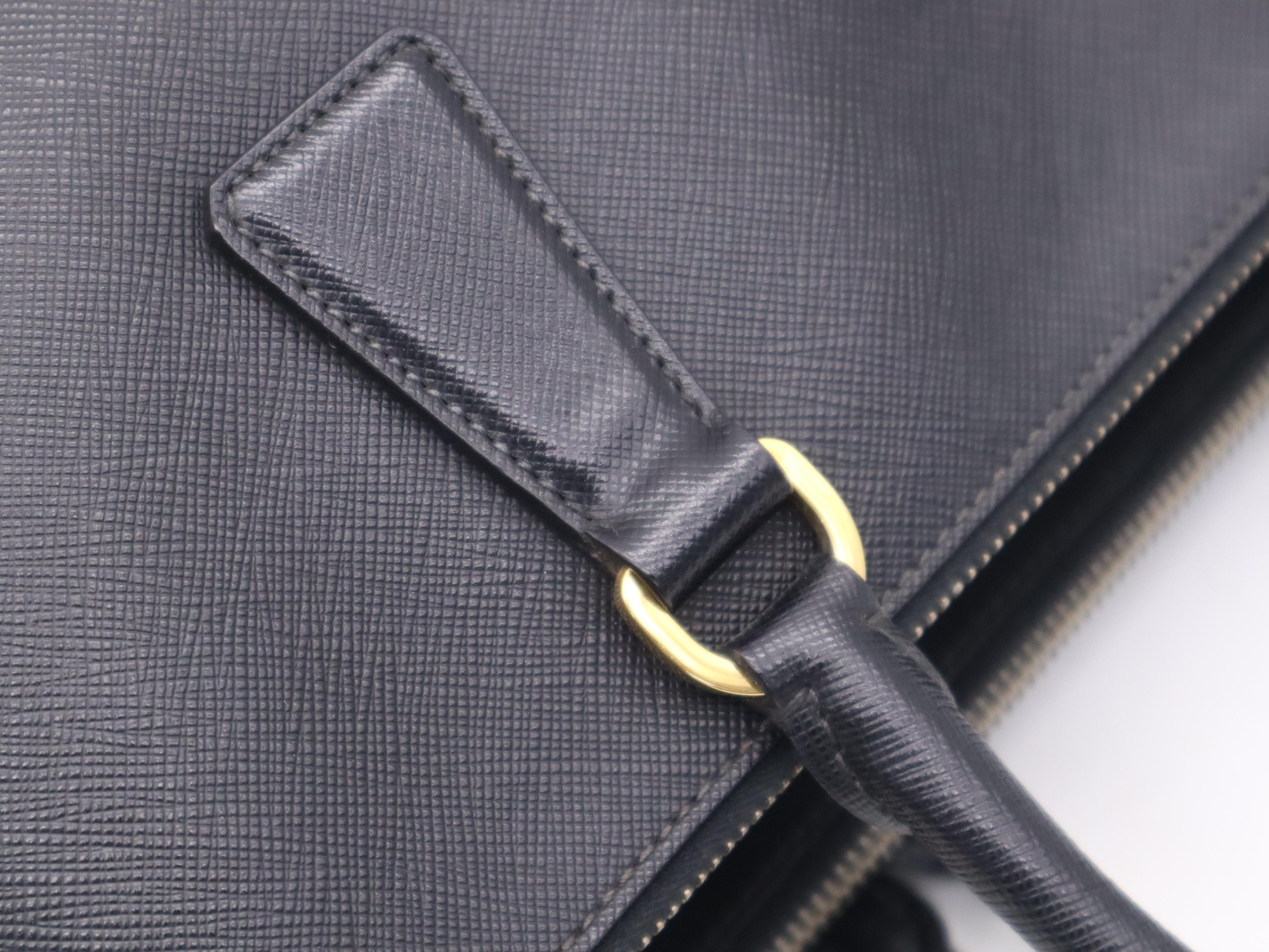 BN2274 Leather Galleria Saffiano Black Tote Bag with Gold Hardware, Charm, Card, and Dust Bag Included — view 7