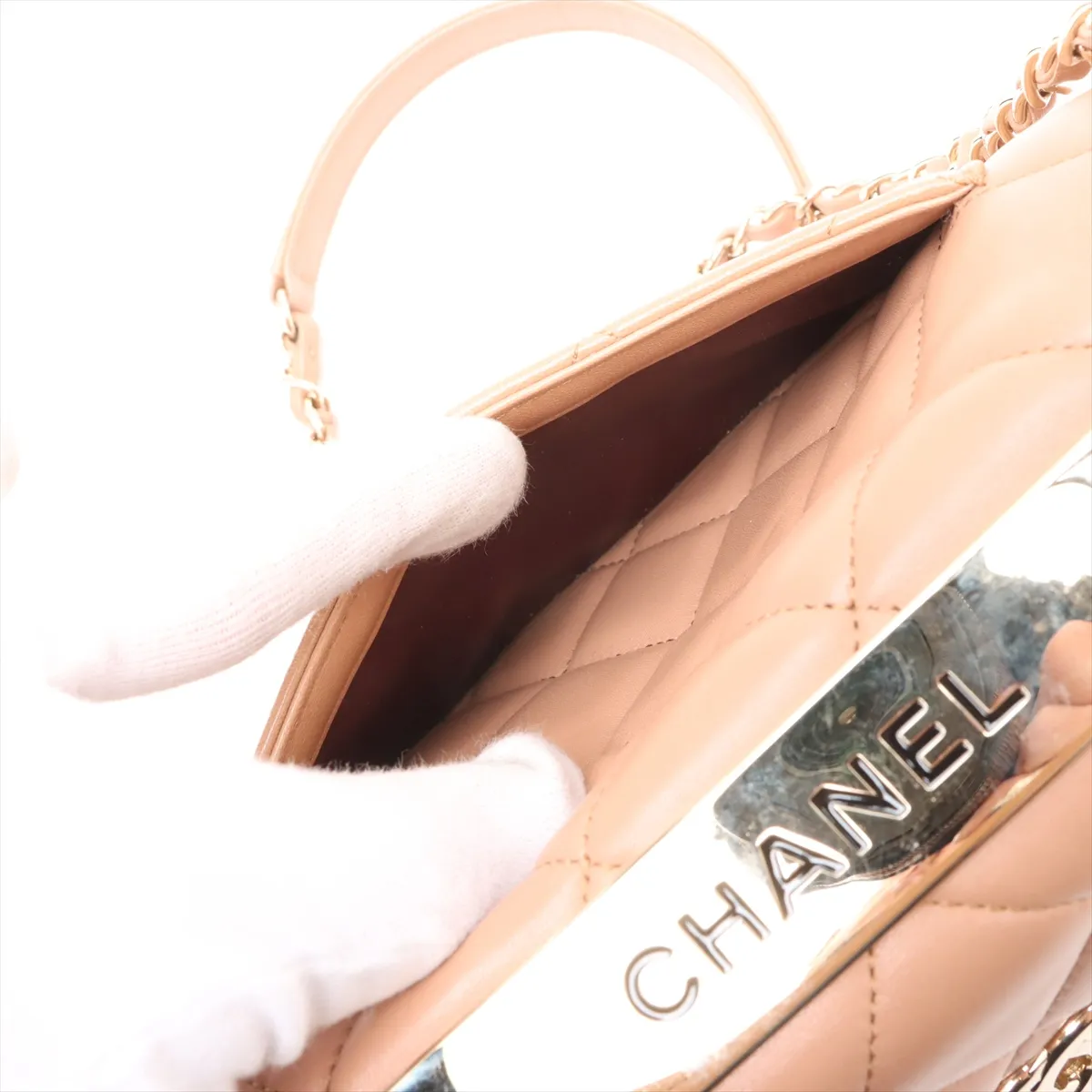 Trendy CC Lambskin 2WAY Handbag Beige Gold Hardware 23179934 23rd Series — view 12