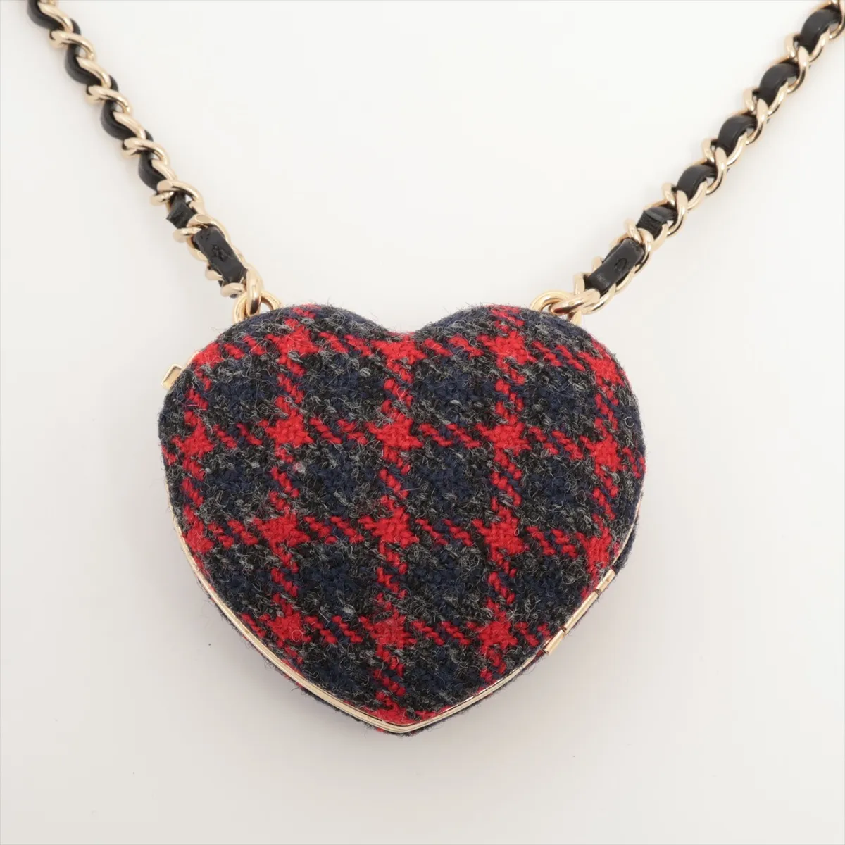 Coco Mark Heart B22K Necklace Tweed Red — view 2
