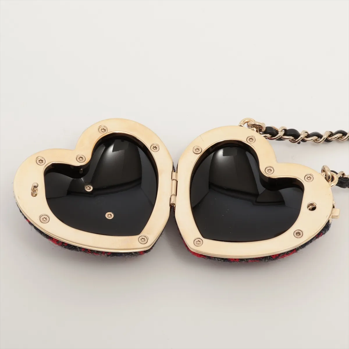 Coco Mark Heart B22K Necklace Tweed Red — view 6
