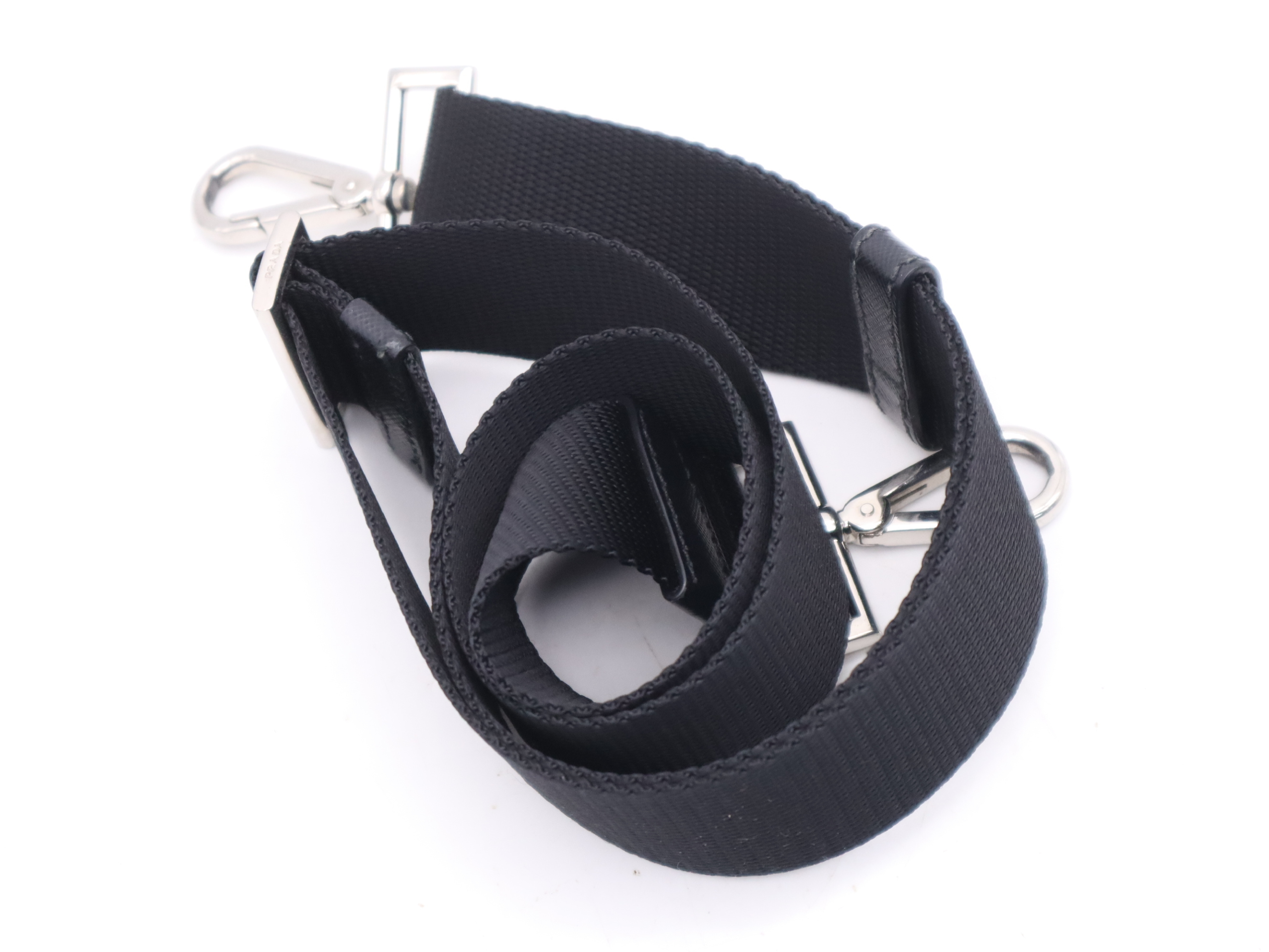 VA0860 Nylon x Leather Triangle Logo Black Silver Hardware Tote Bag with Shoulder Strap and Card Holder — view 13