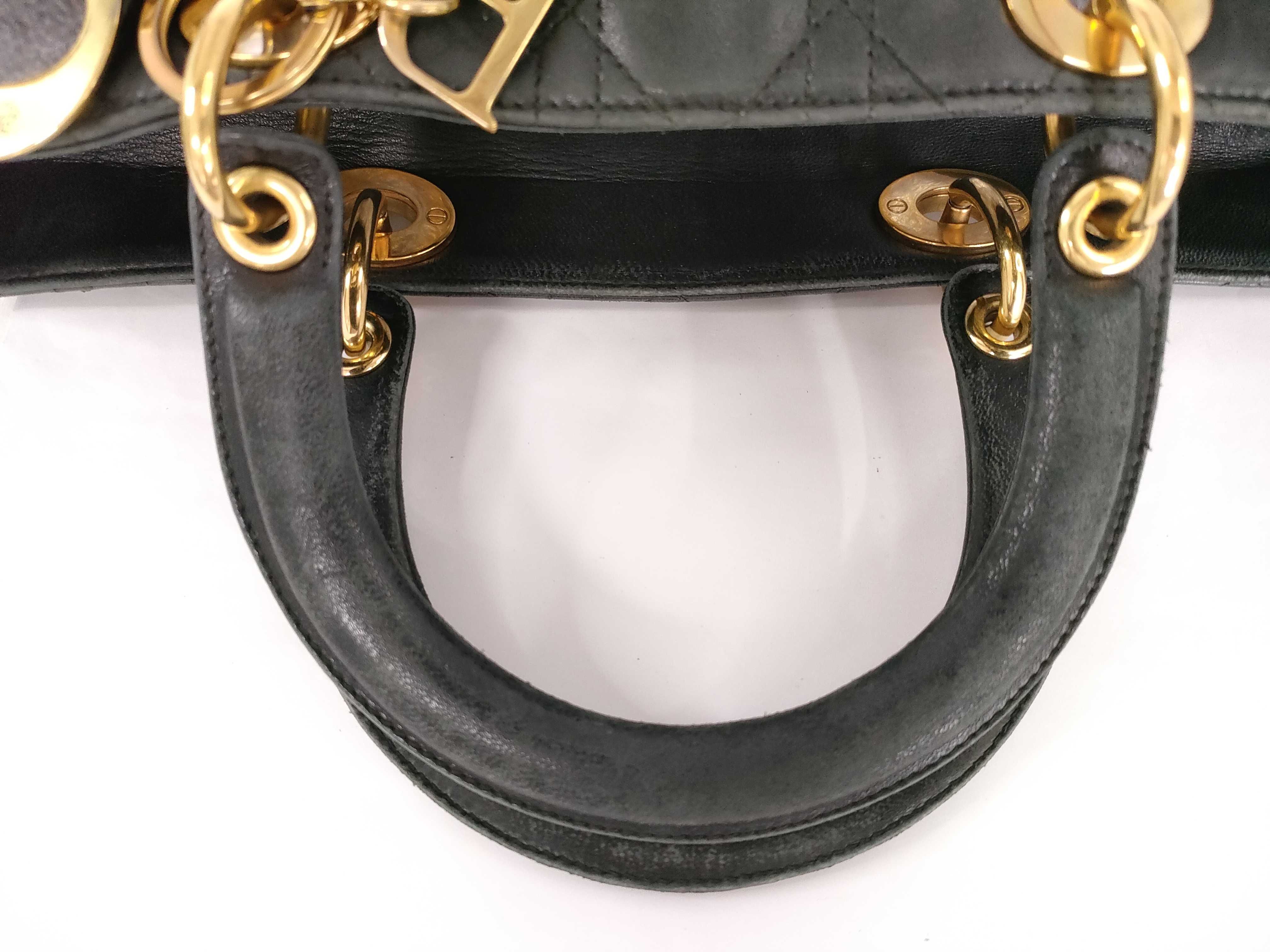 Lady Dior Cannage Leather Black Handbag (VO8271) Handbag — view 3