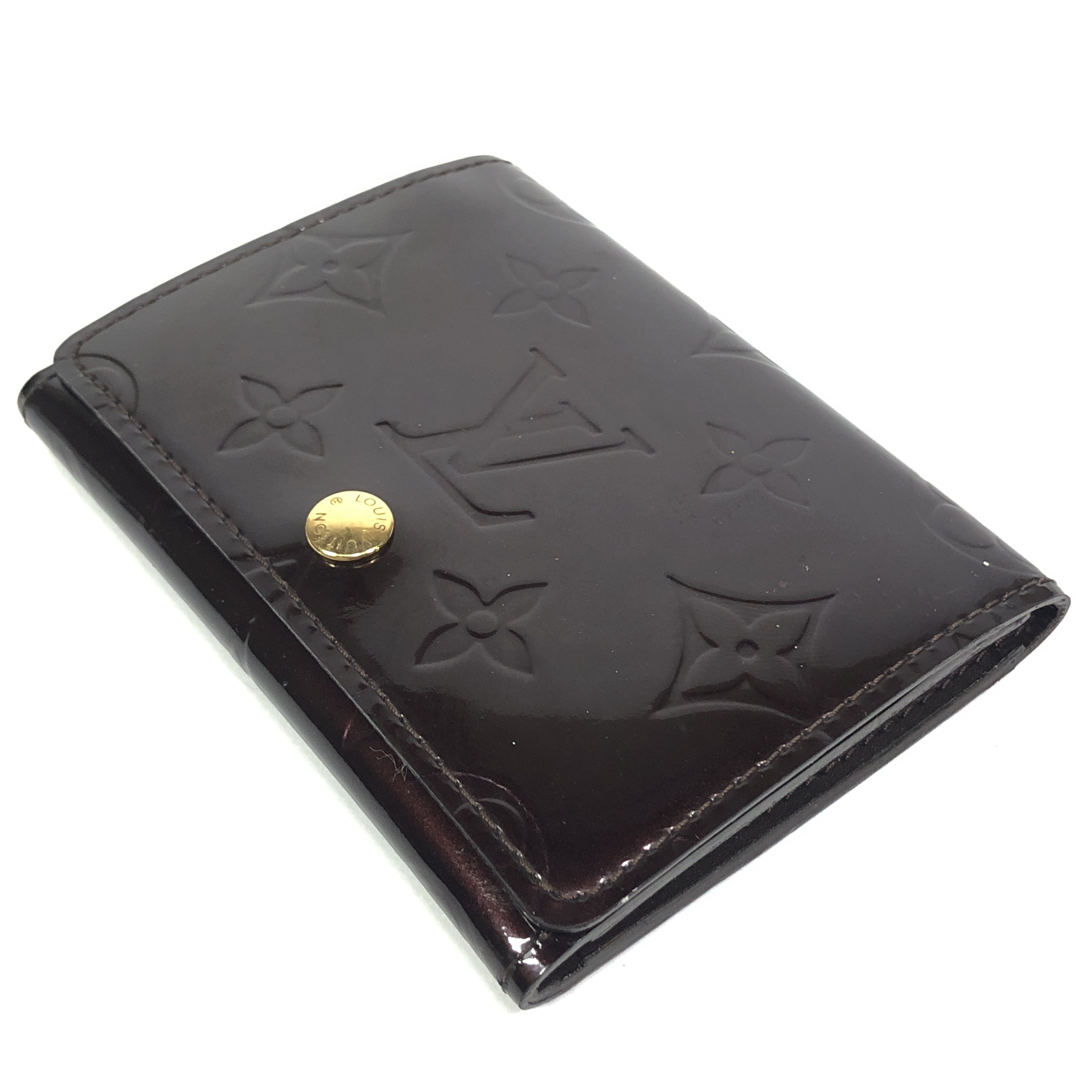 Monogram Vernis Enveloppe Carte de Visite Card Case M91409 Amarante CA4009 Business Card Holder Pass Case Card Case — view 3
