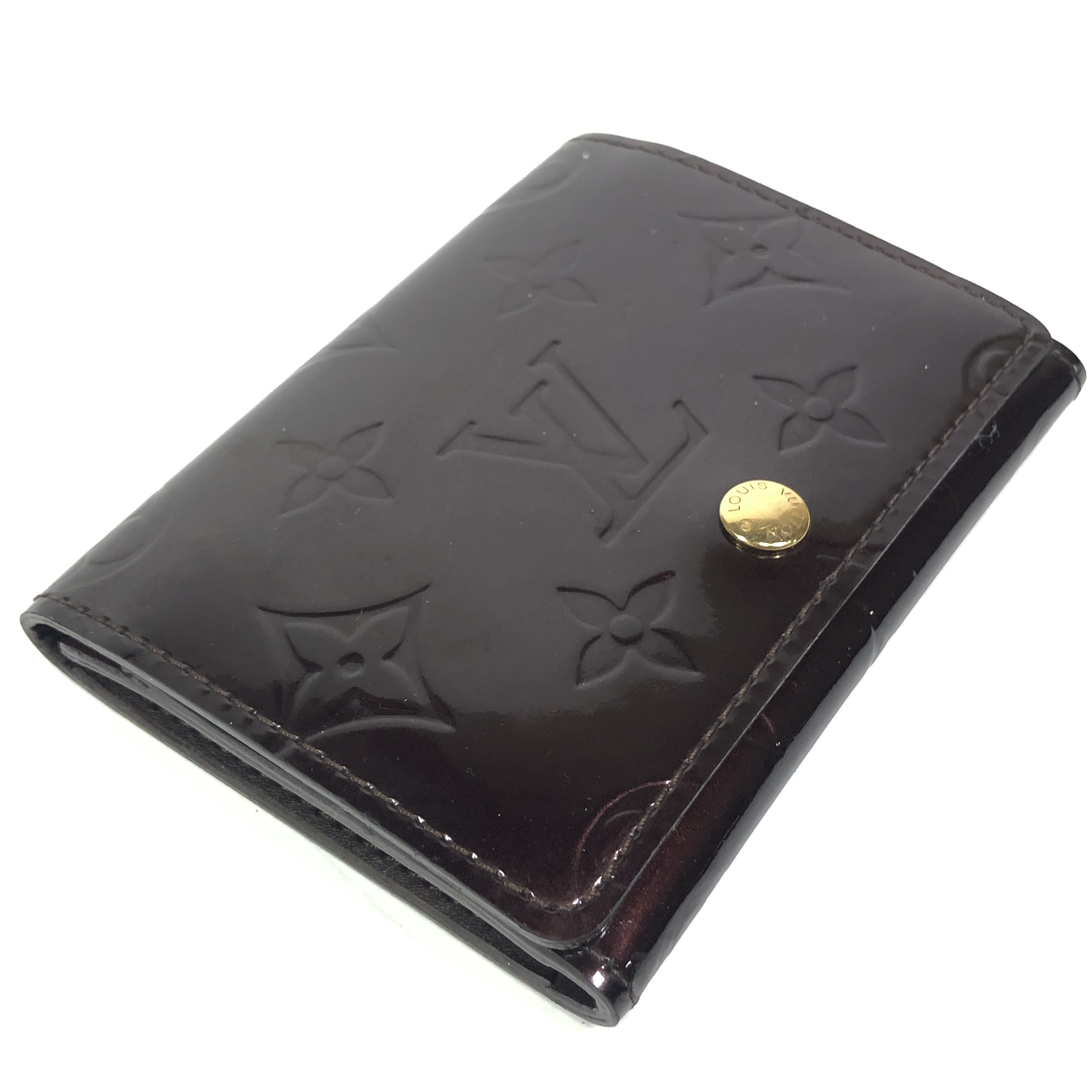 Monogram Vernis Enveloppe Carte de Visite Card Case M91409 Amarante CA4009 Business Card Holder Pass Case Card Case — view 4