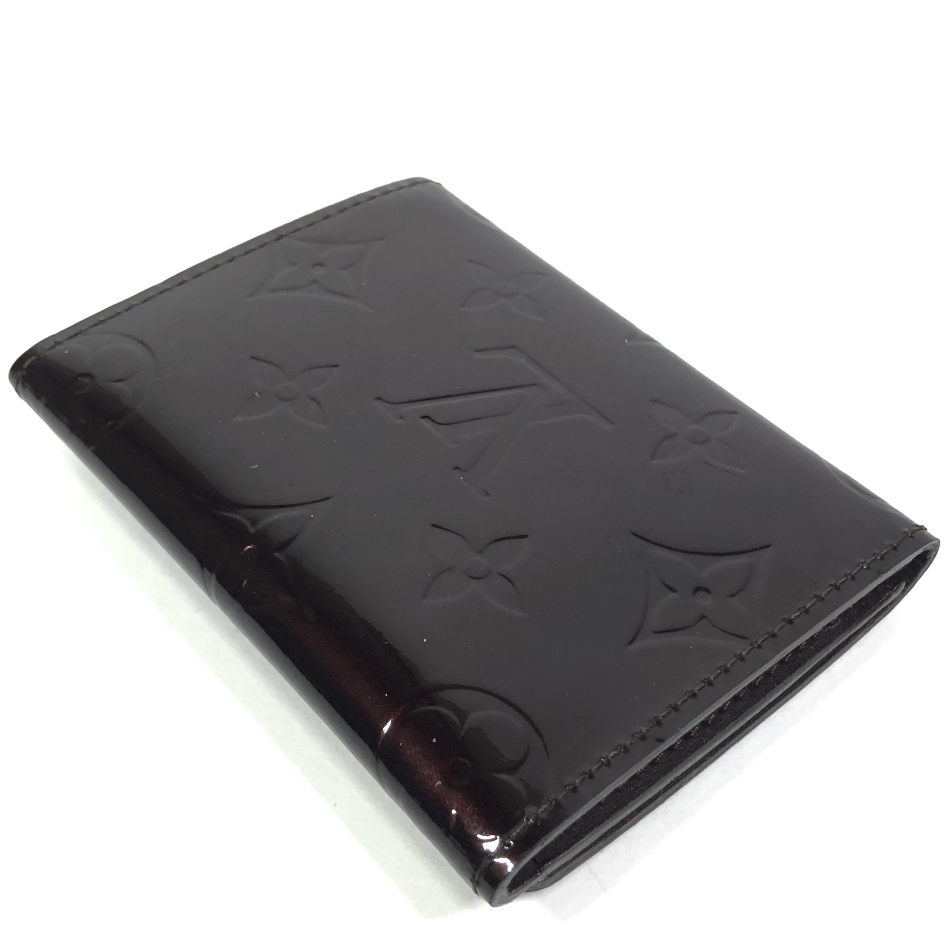Monogram Vernis Enveloppe Carte de Visite Card Case M91409 Amarante CA4009 Business Card Holder Pass Case Card Case — view 5